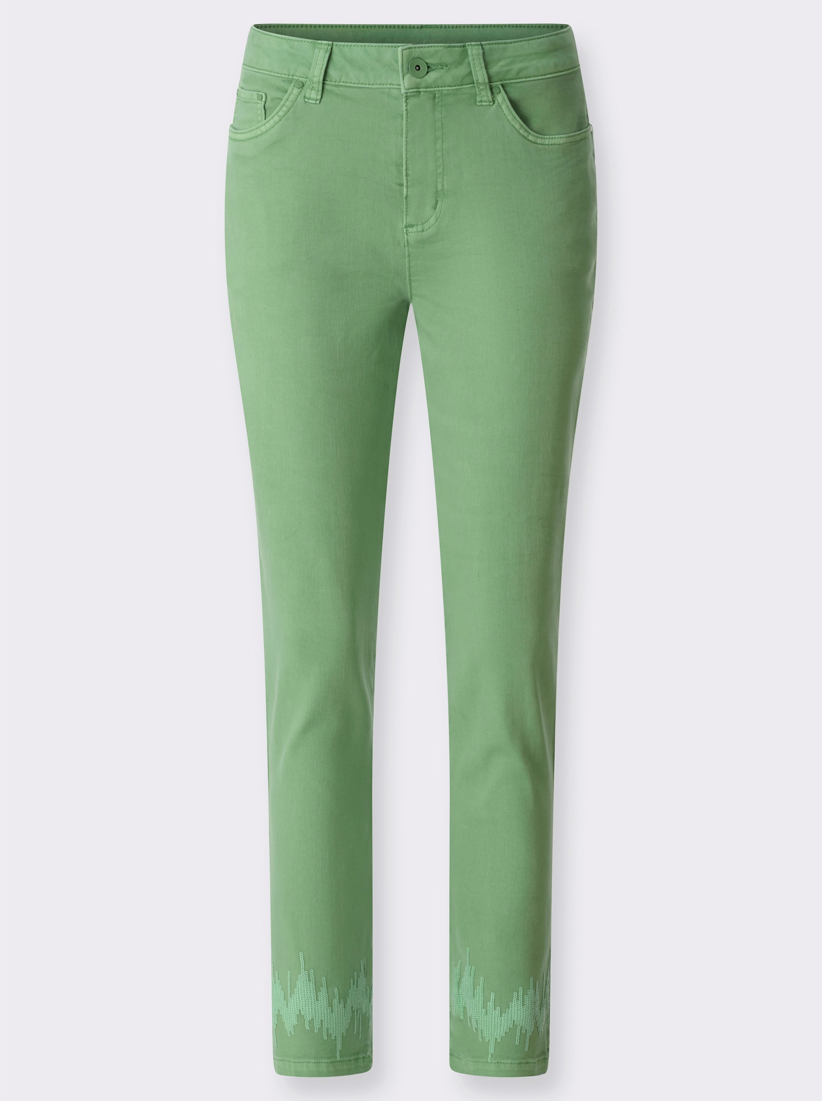 5-Pocket-Hose mit Pailletten - apfel