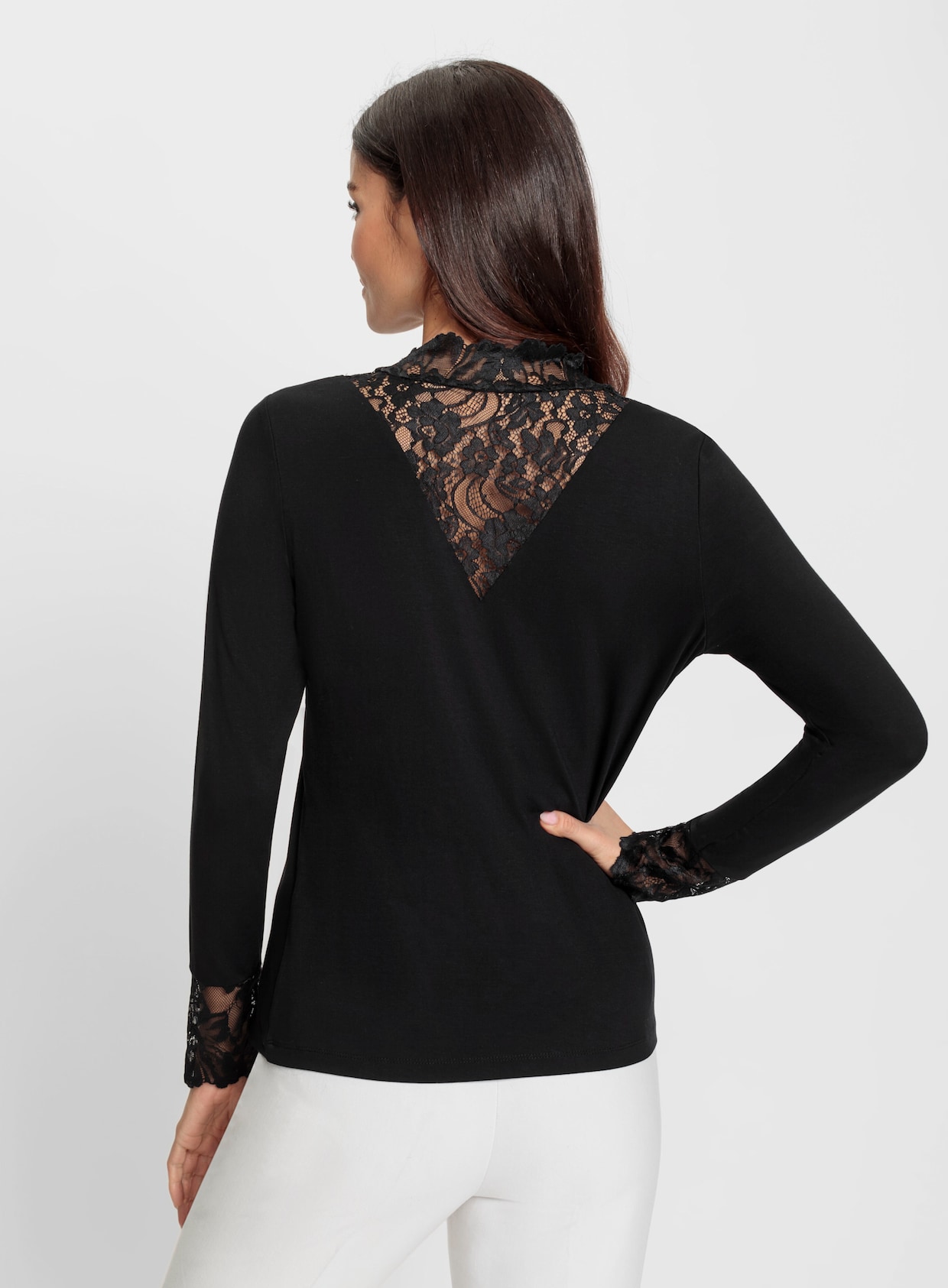 heine Shirt met opstaande kraag - zwart