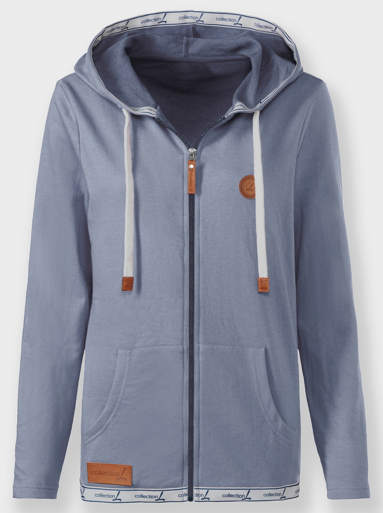 Sweatjacke mit Kapuze - taubenblau