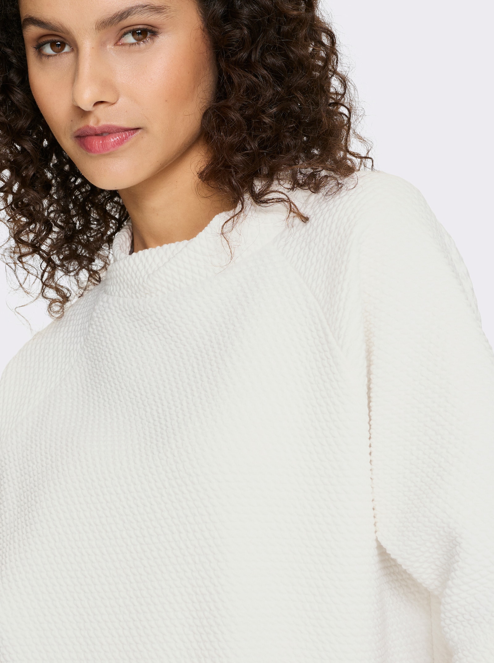 heine Stehkragenshirt mit Waffelstruktur - ecru