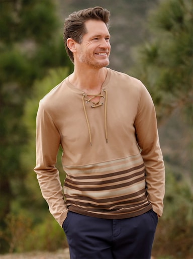 Catamaran Langarm-Shirt - camel-gestreift