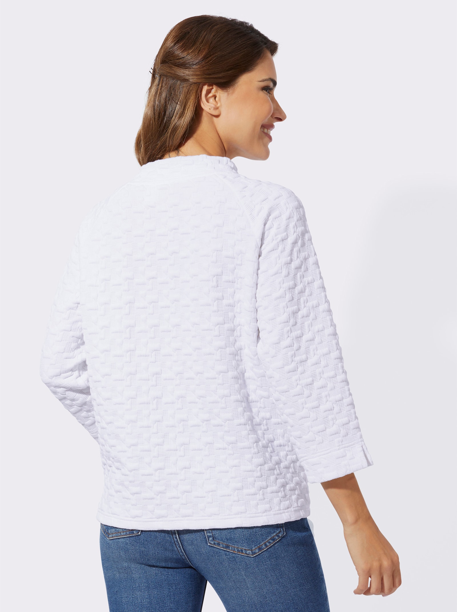 Sweatshirt mit Jacquard-Struktur - weiß