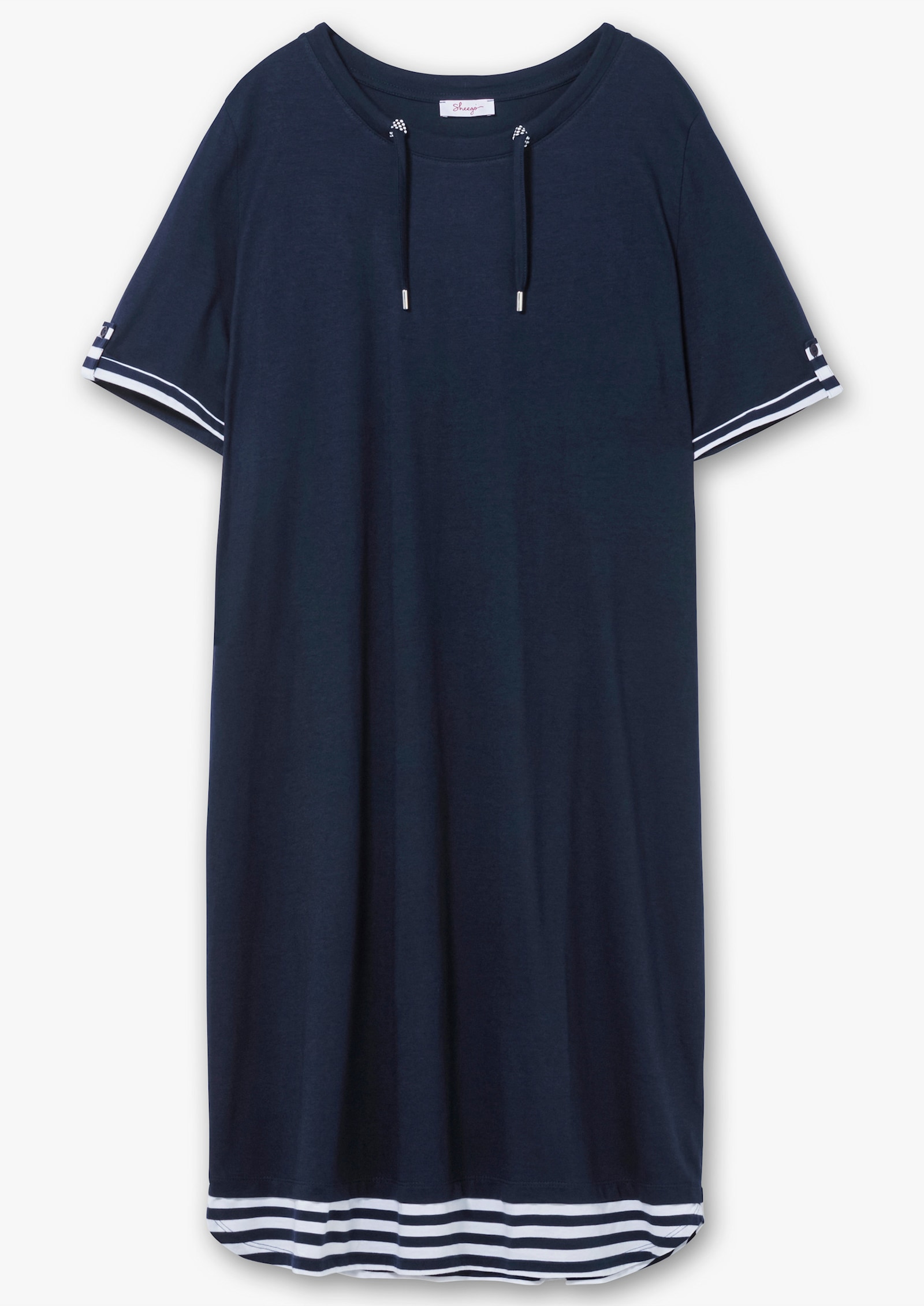 sheego Shirtkleid mit Bindebändern - marine