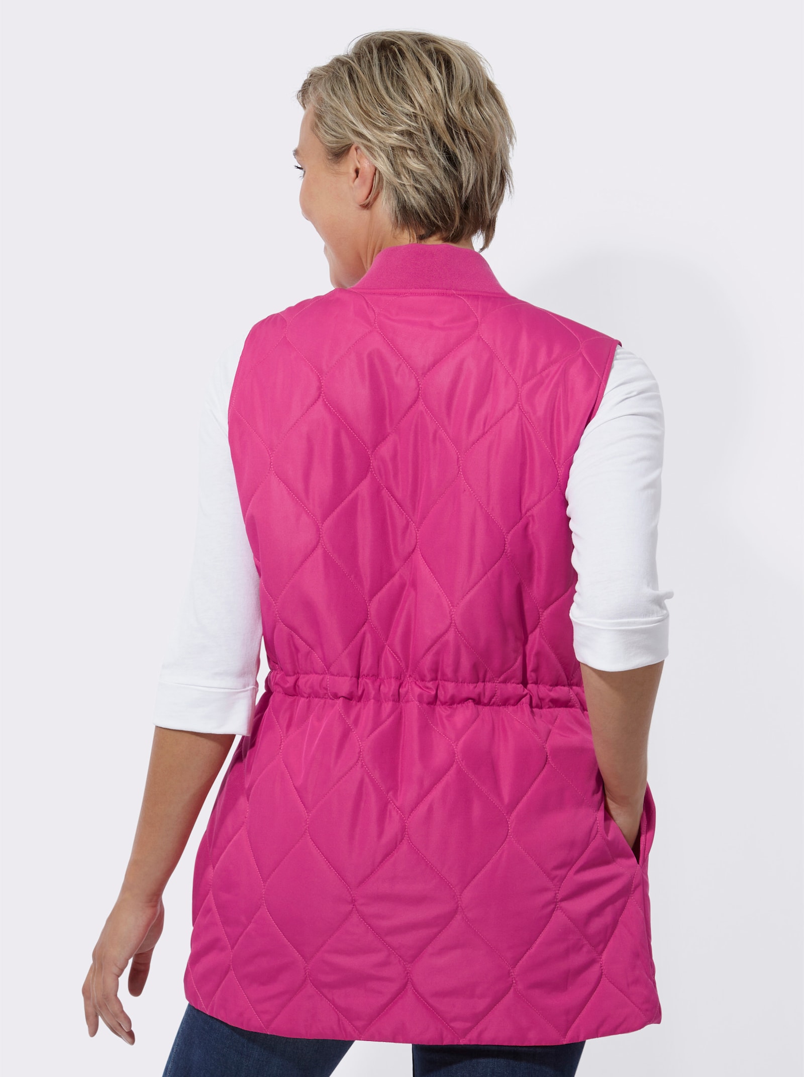 Longweste mit Taillenregulierung - fuchsia