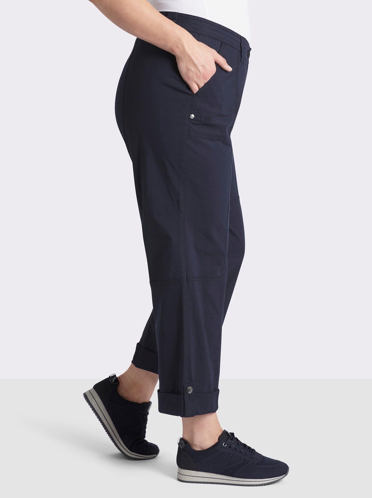 sheego Pantalon retroussable - bleu foncé