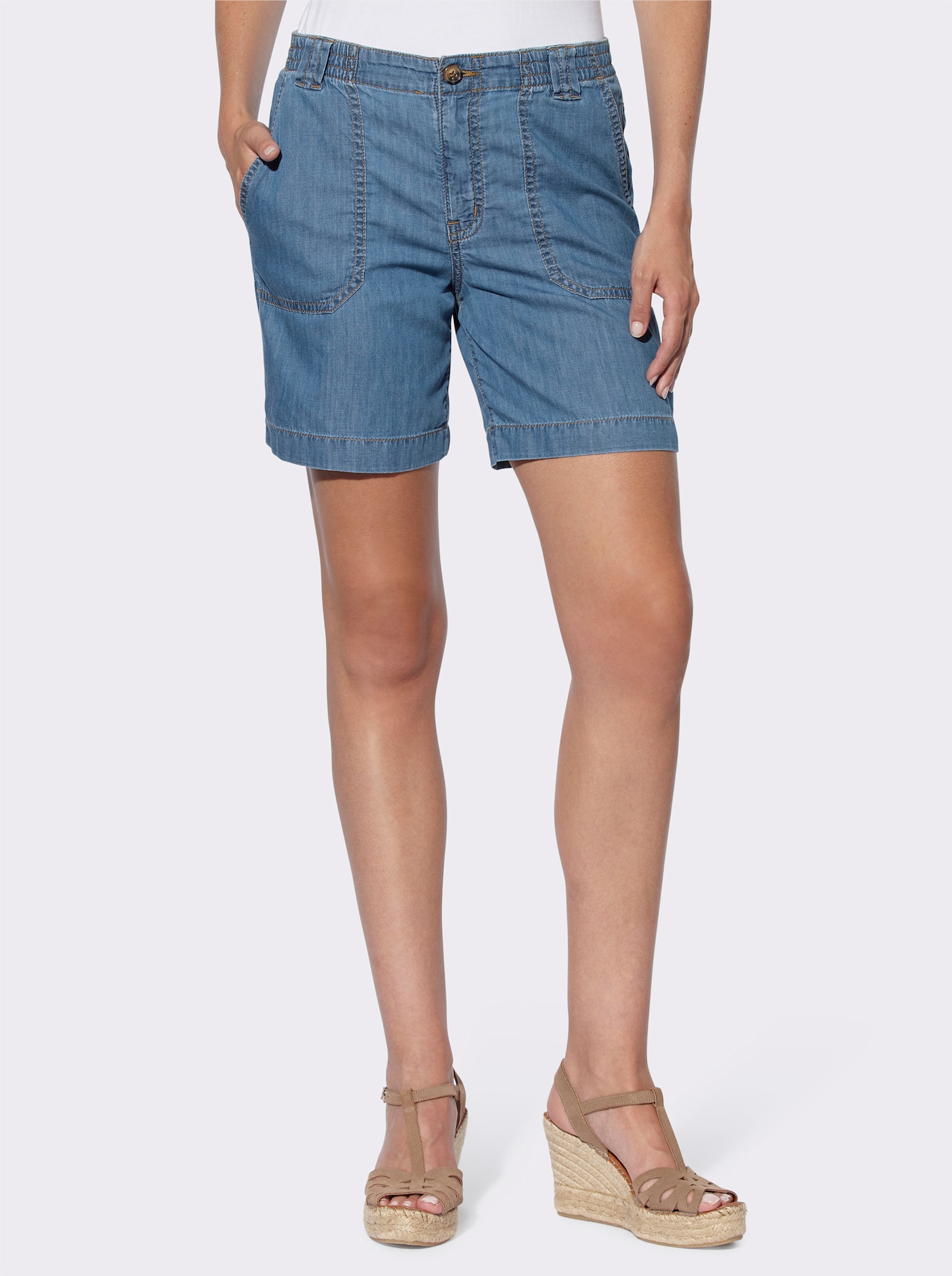 heine Short, petites fentes sur les jambes - bleu blanchi
