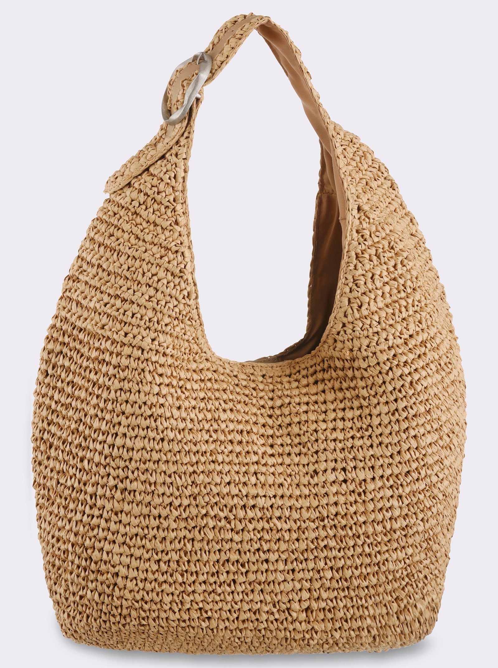 Basttasche mit Schmuckschließe - sand