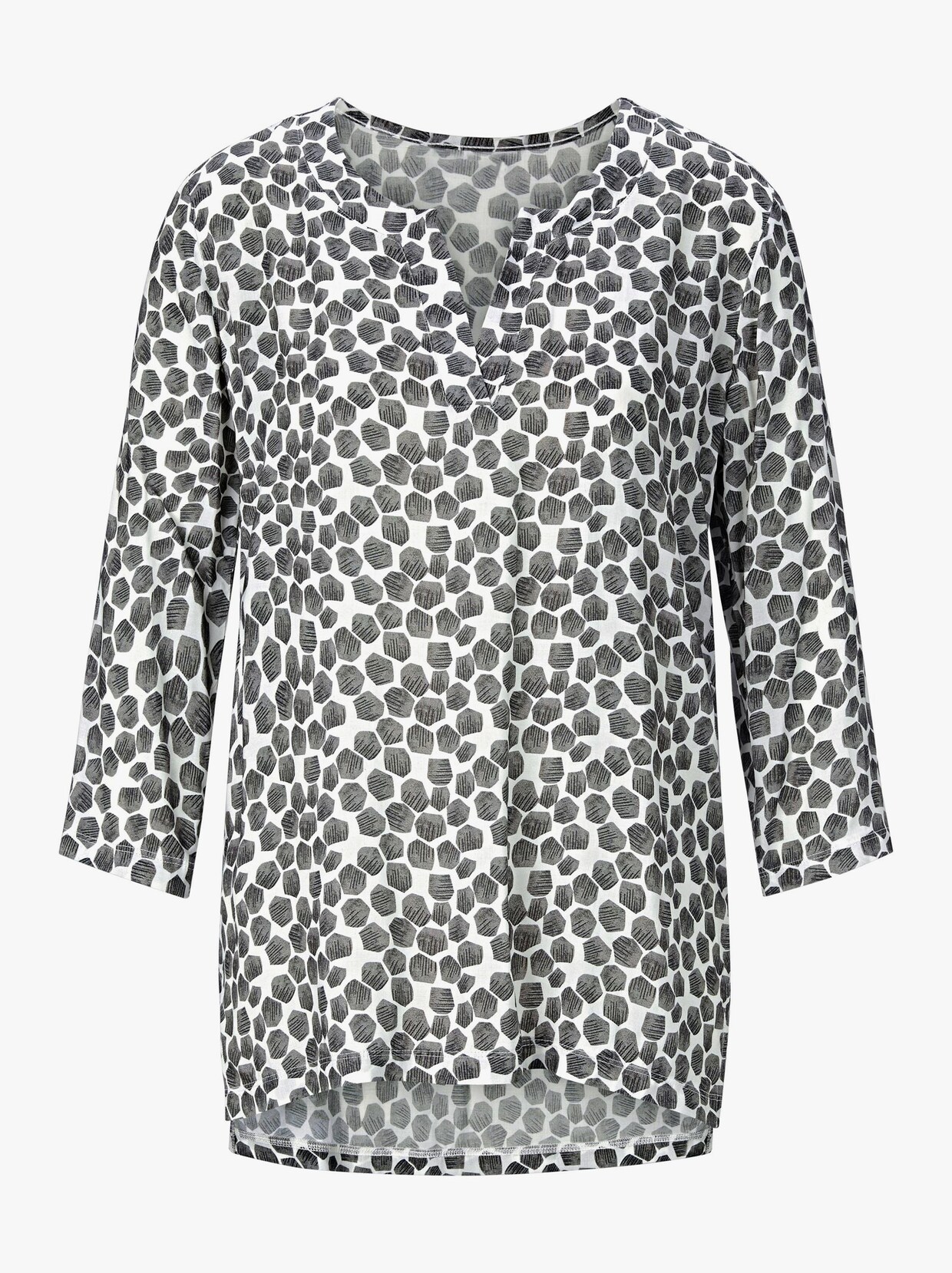 Schlupf-Bluse - grau-bedruckt