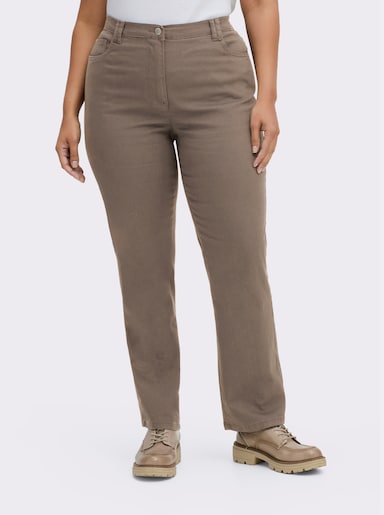 Stretch-Hose mit Nieten an den Taschen - taupe