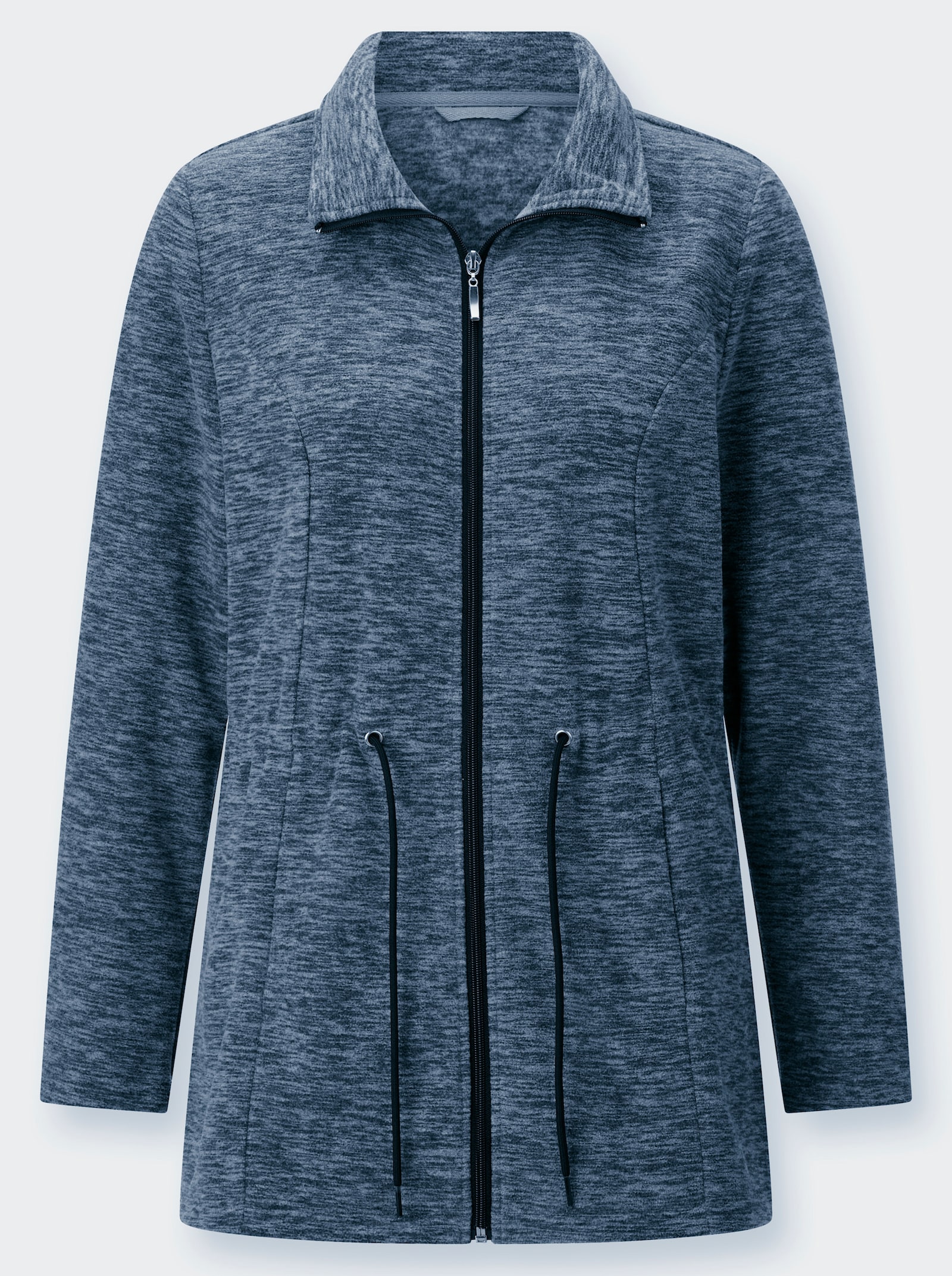 Fleecejacke in Longform - dunkelblau-bleu-meliert