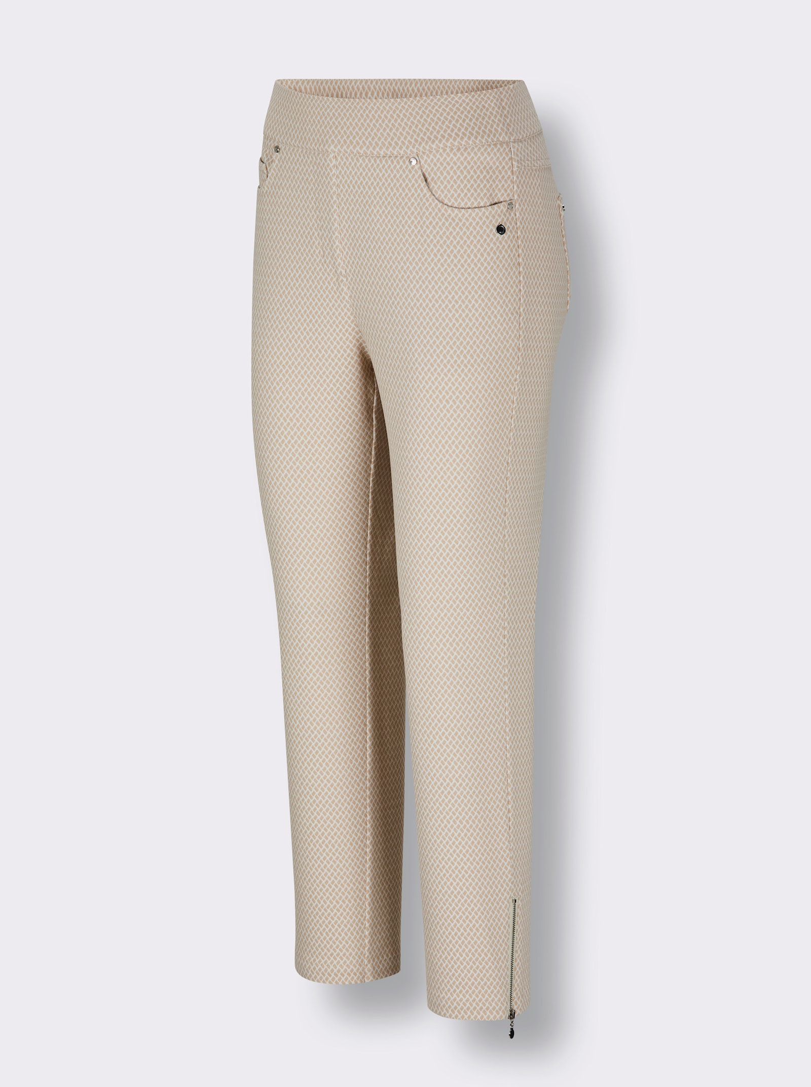 CREATION L PREMIUM Schlupfhose mit Jacquardmuster - sand-weiß-gemustert
