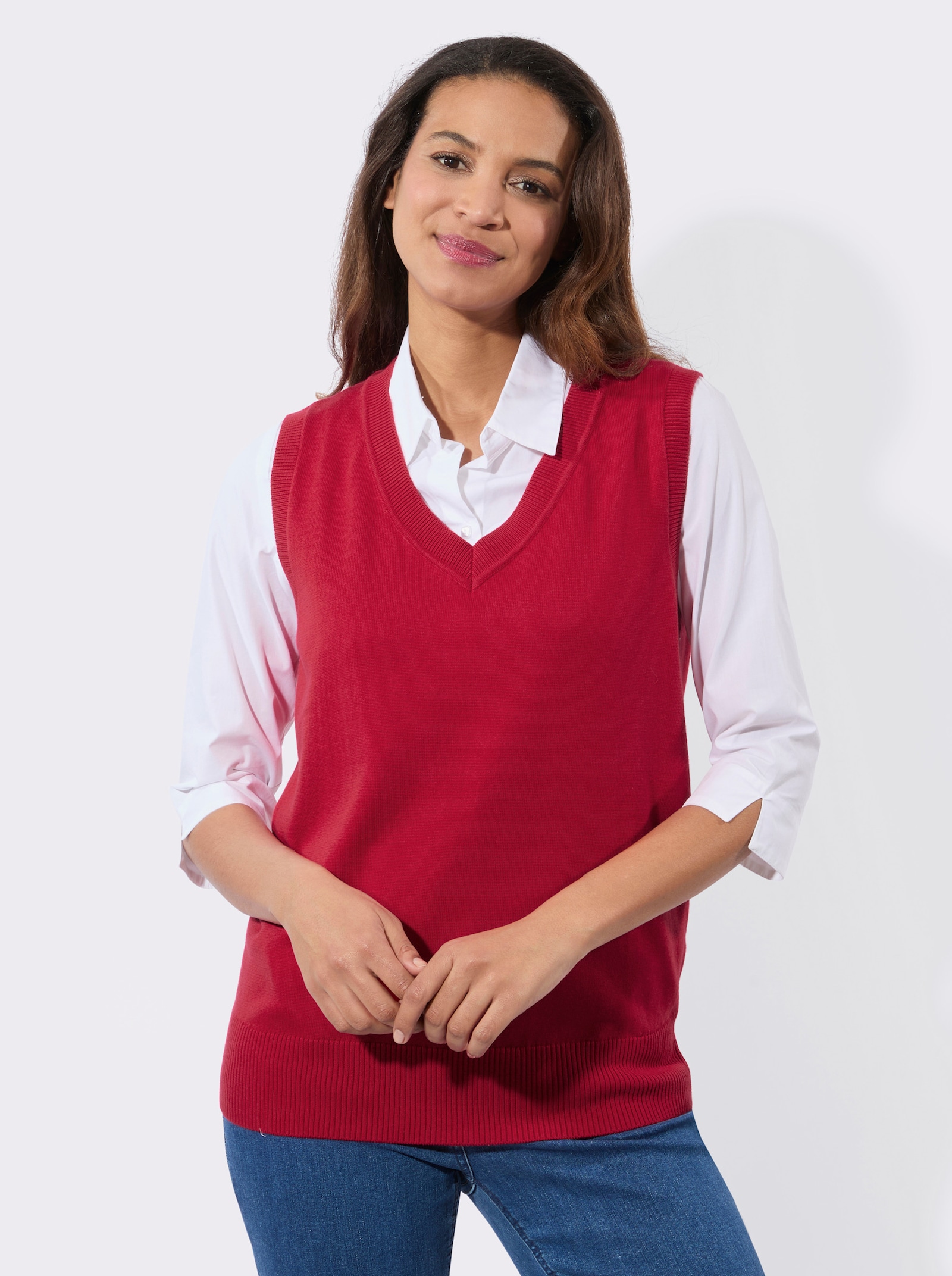 Pullunder mit gerippten Abschlüssen - rot