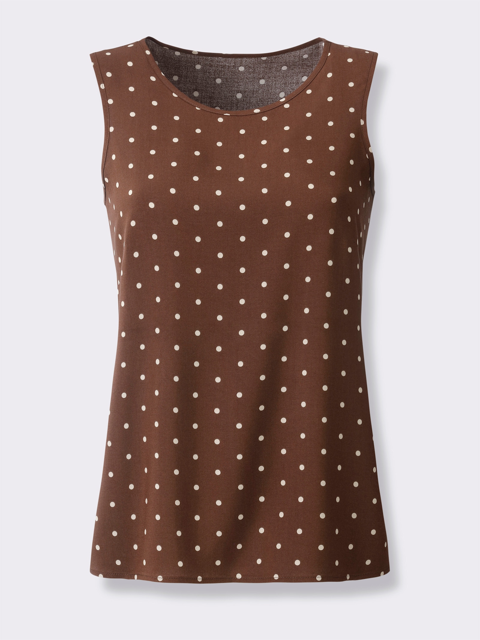 Blusentop mit Tupfen-Druck - schoko-beige-bedruckt