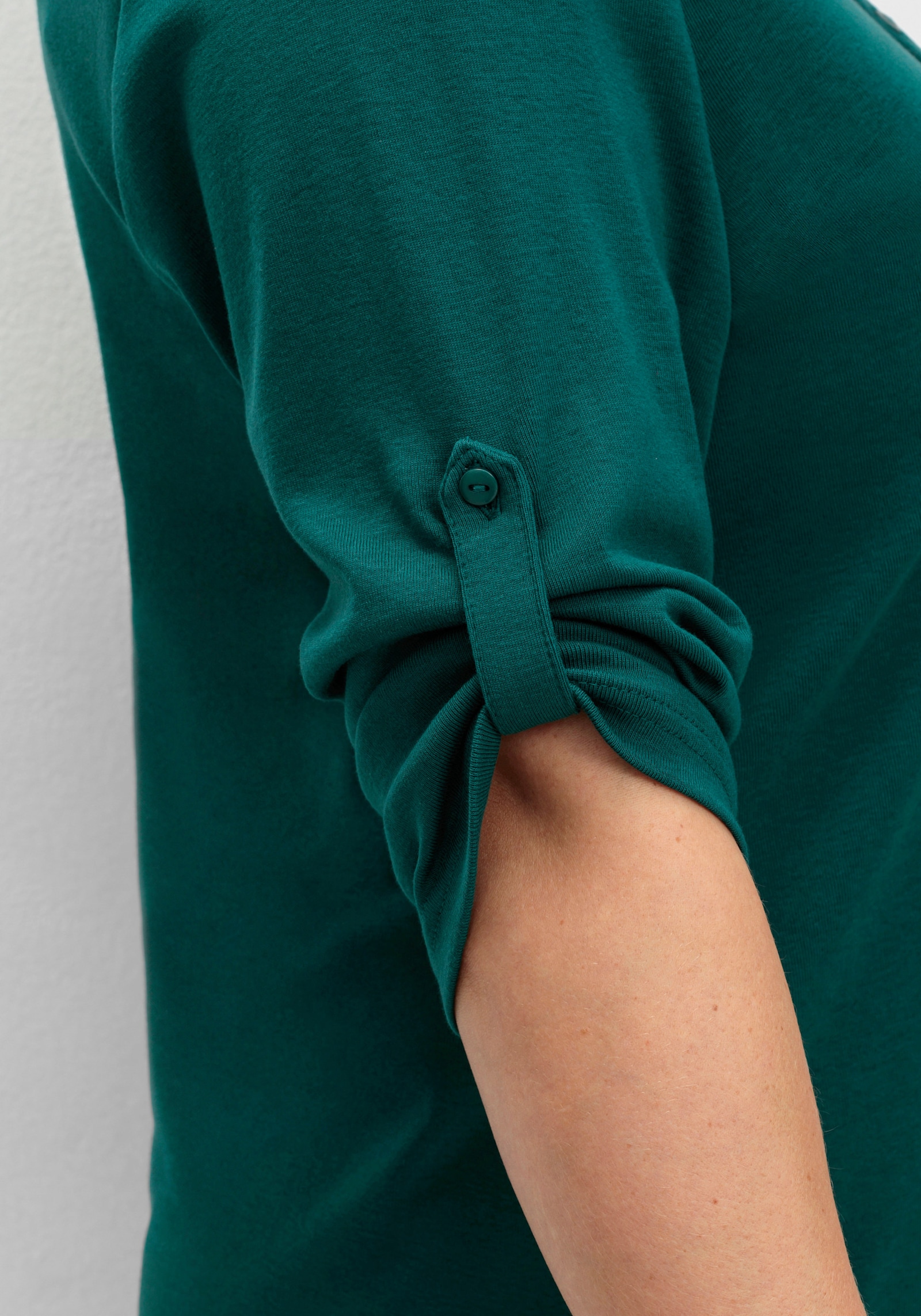 sheego Shirt met 3/4-mouwen en Henley-kraag - petrol