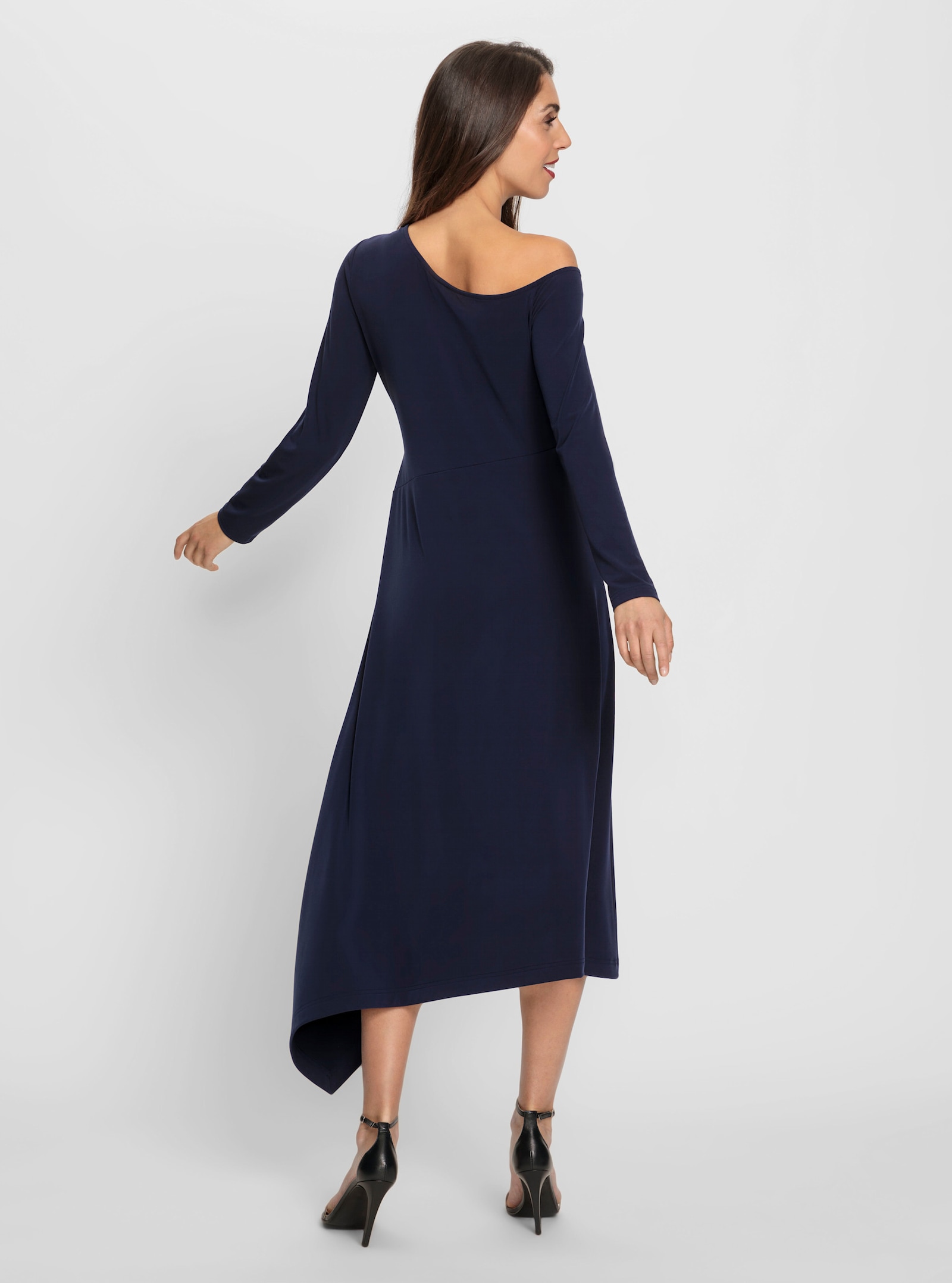 heine A-Linien-Kleid in asymmetrischem Schnitt - marine