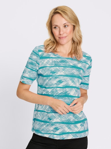Kurzarmshirt - ozean-ecru-bedruckt
