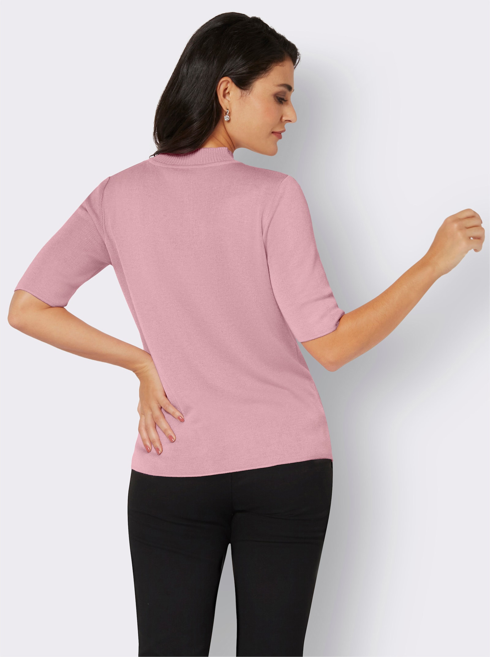 Kurzarmpullover mit Cut-Outs am Dekolleté - hortensie