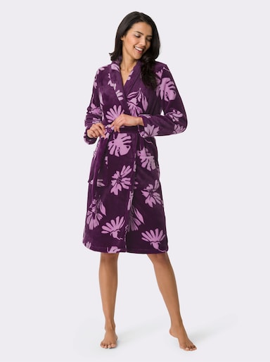 Morgenmantel in Fleece-Qualität - traube-orchidee-bedruckt