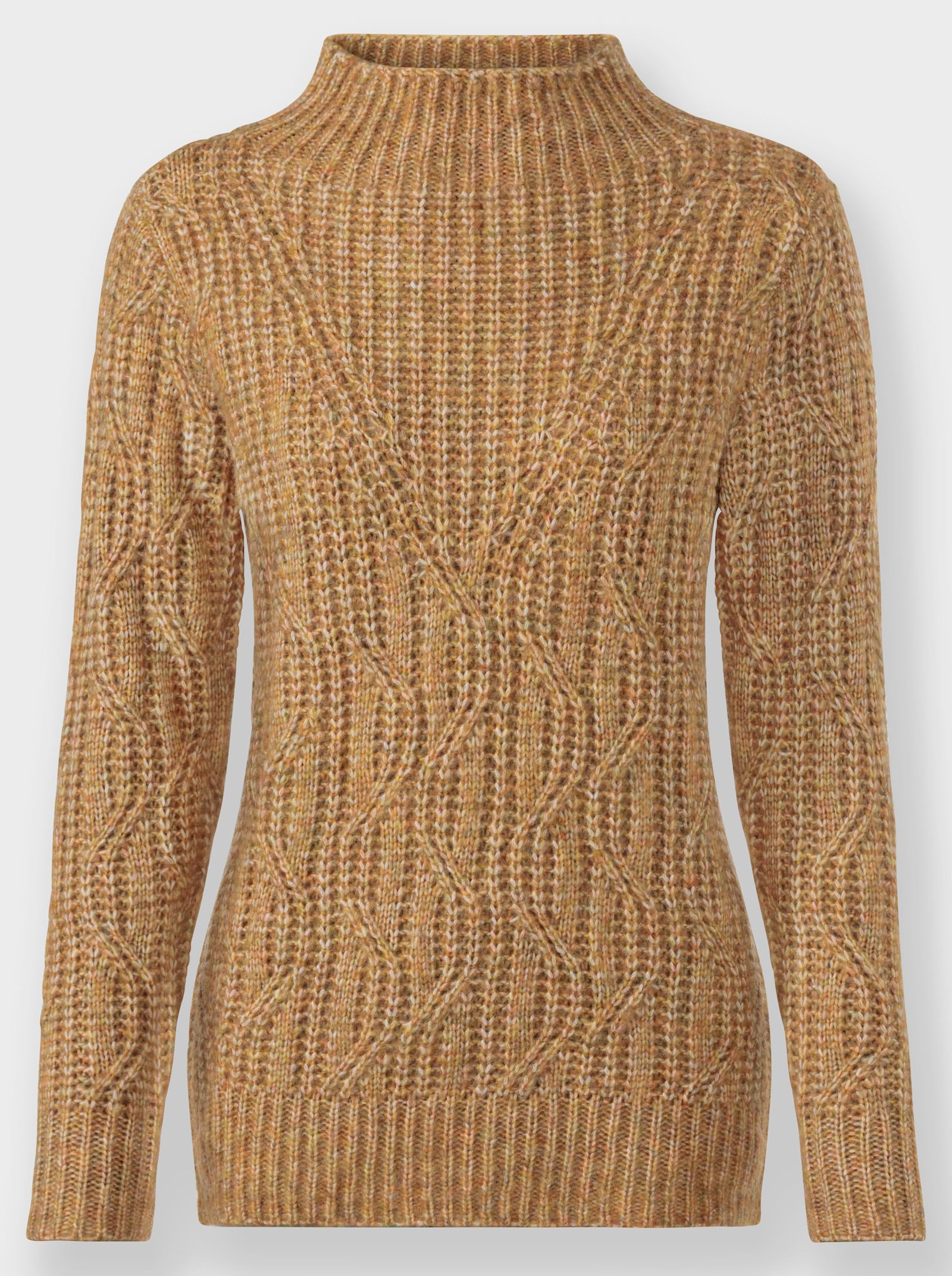 Pull à manches longues à col corolle - ocre-chiné