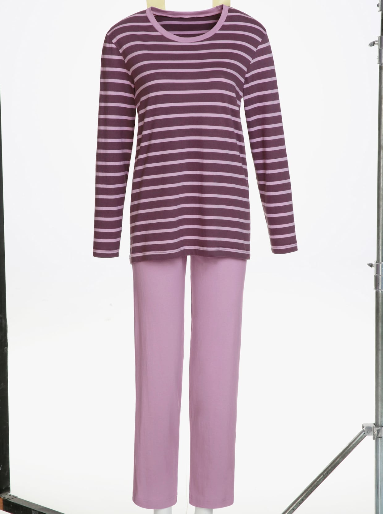 wäschepur Schlafanzüge - rosé-geringelt + lila-geringelt