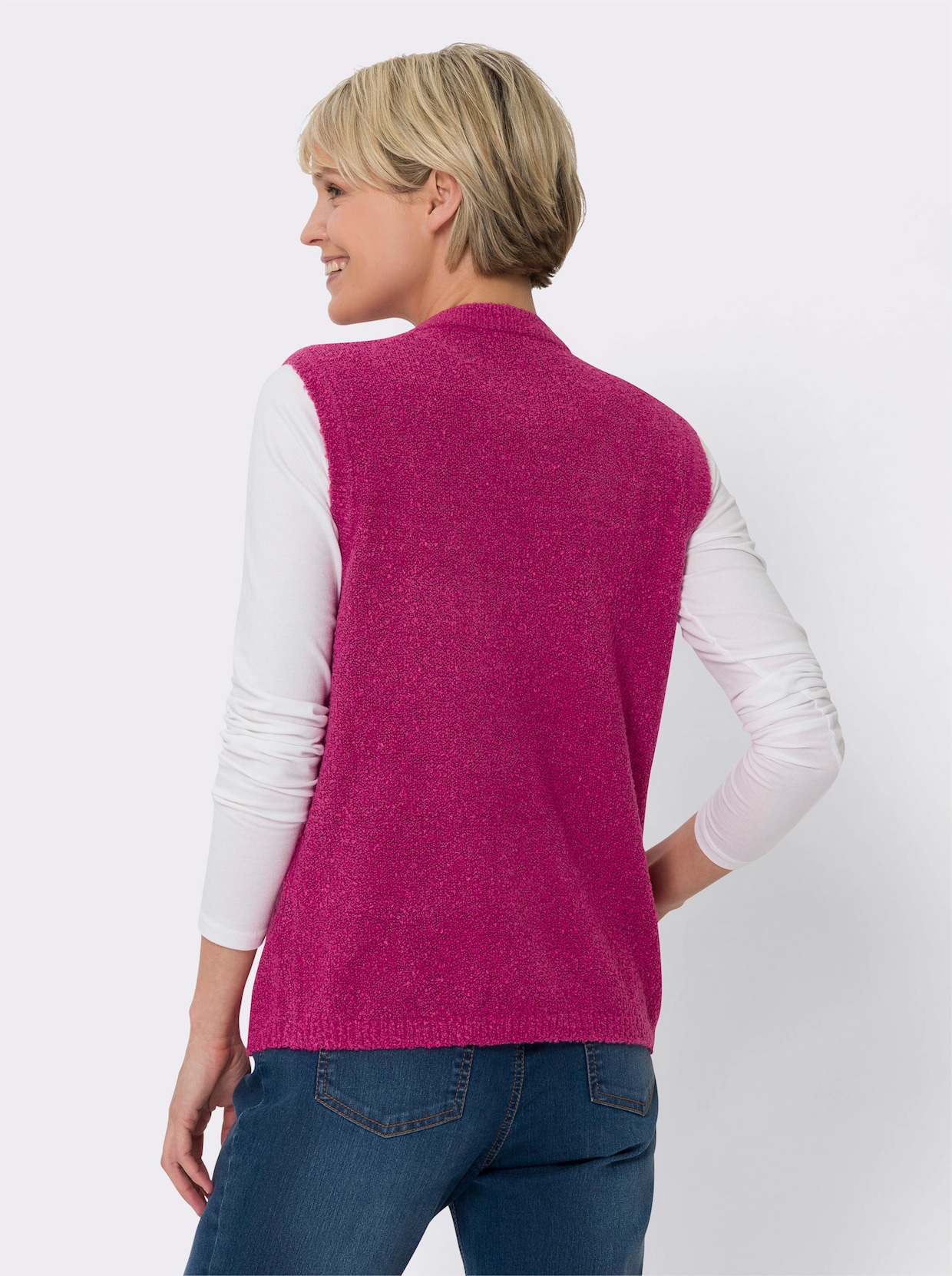 Mouwloos vest - fuchsia gemêleerd