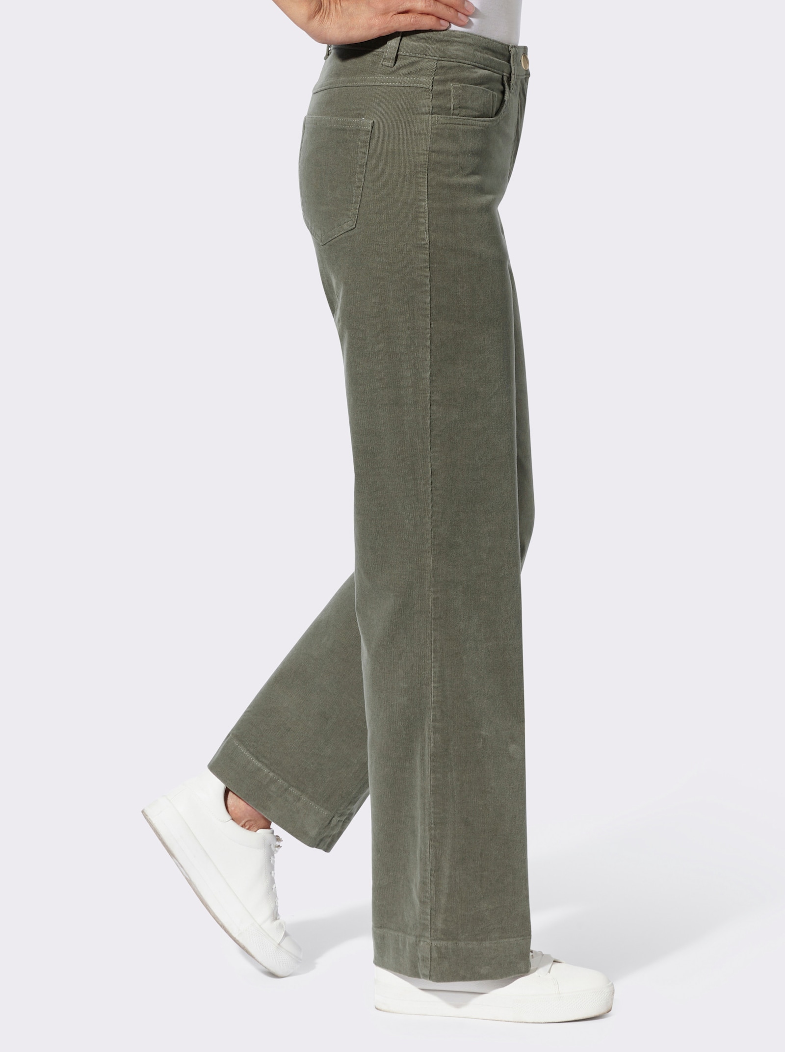  Cordhose mit breitem Saum - khaki