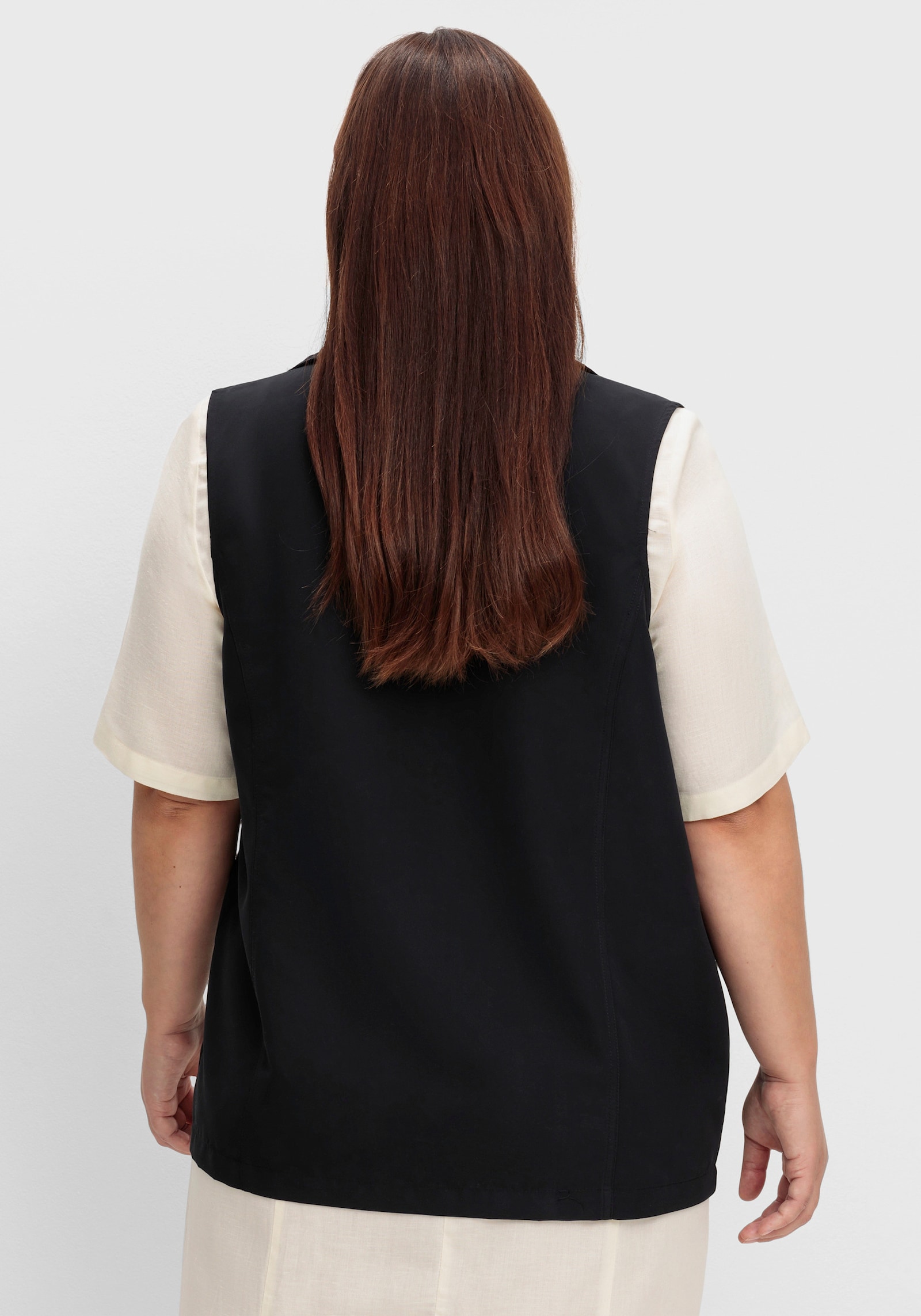 Longweste aus Microfaser - schwarz