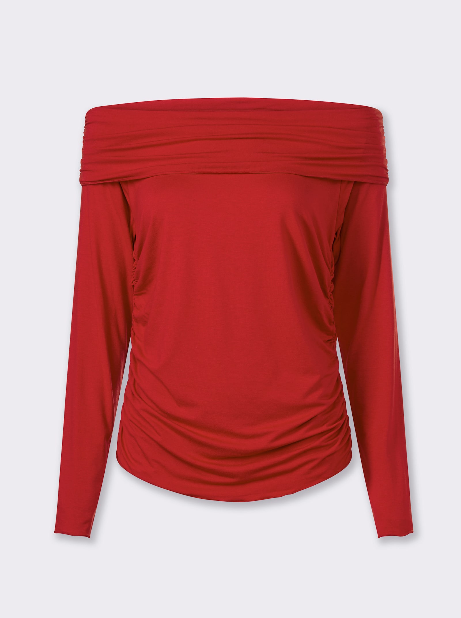 heine Carmenshirt mit Wellensaum - erdbeere