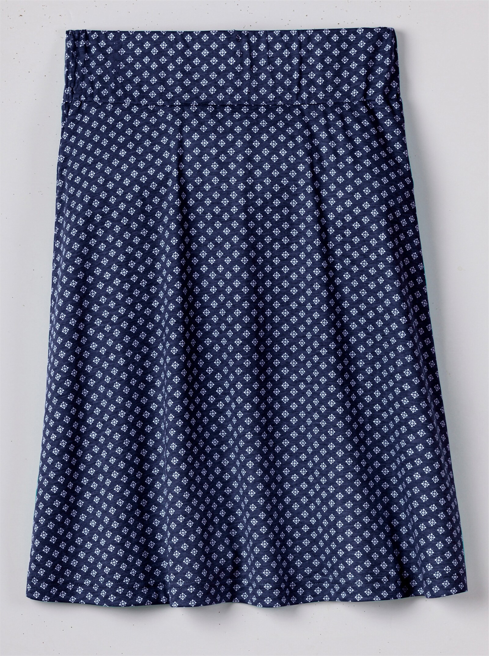 Jerseyrok met comfortband aan de binnenzijde - marine/wit gedessineerd