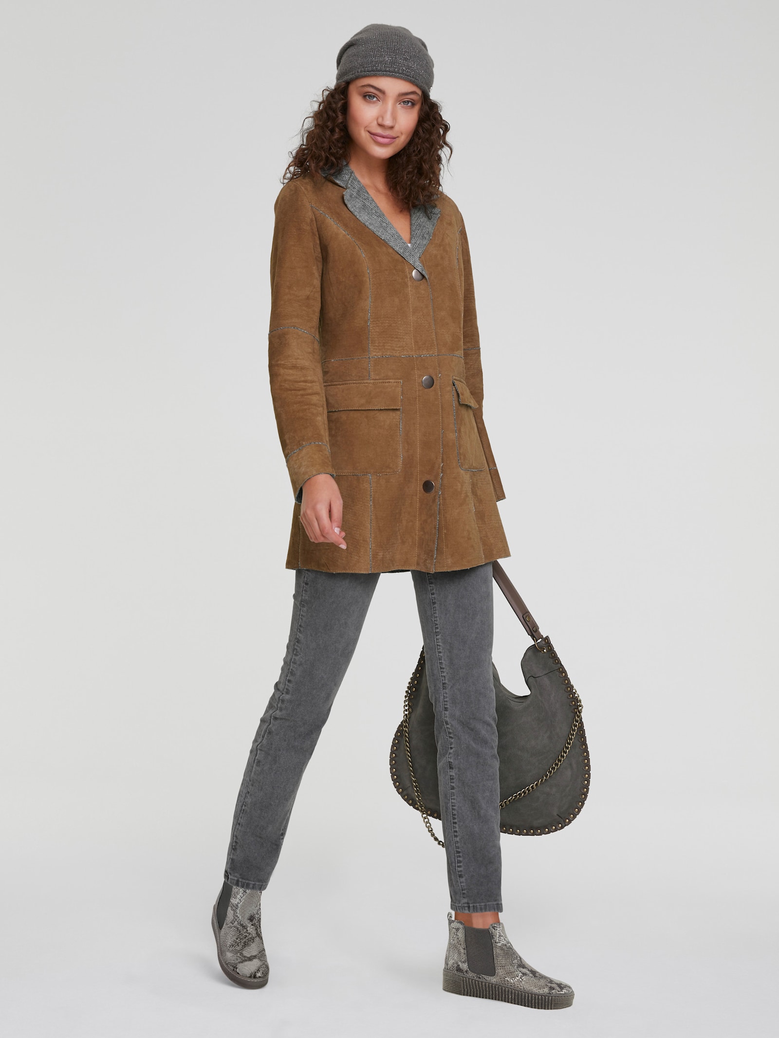 heine Cordhose mit Stretch - silbergrau