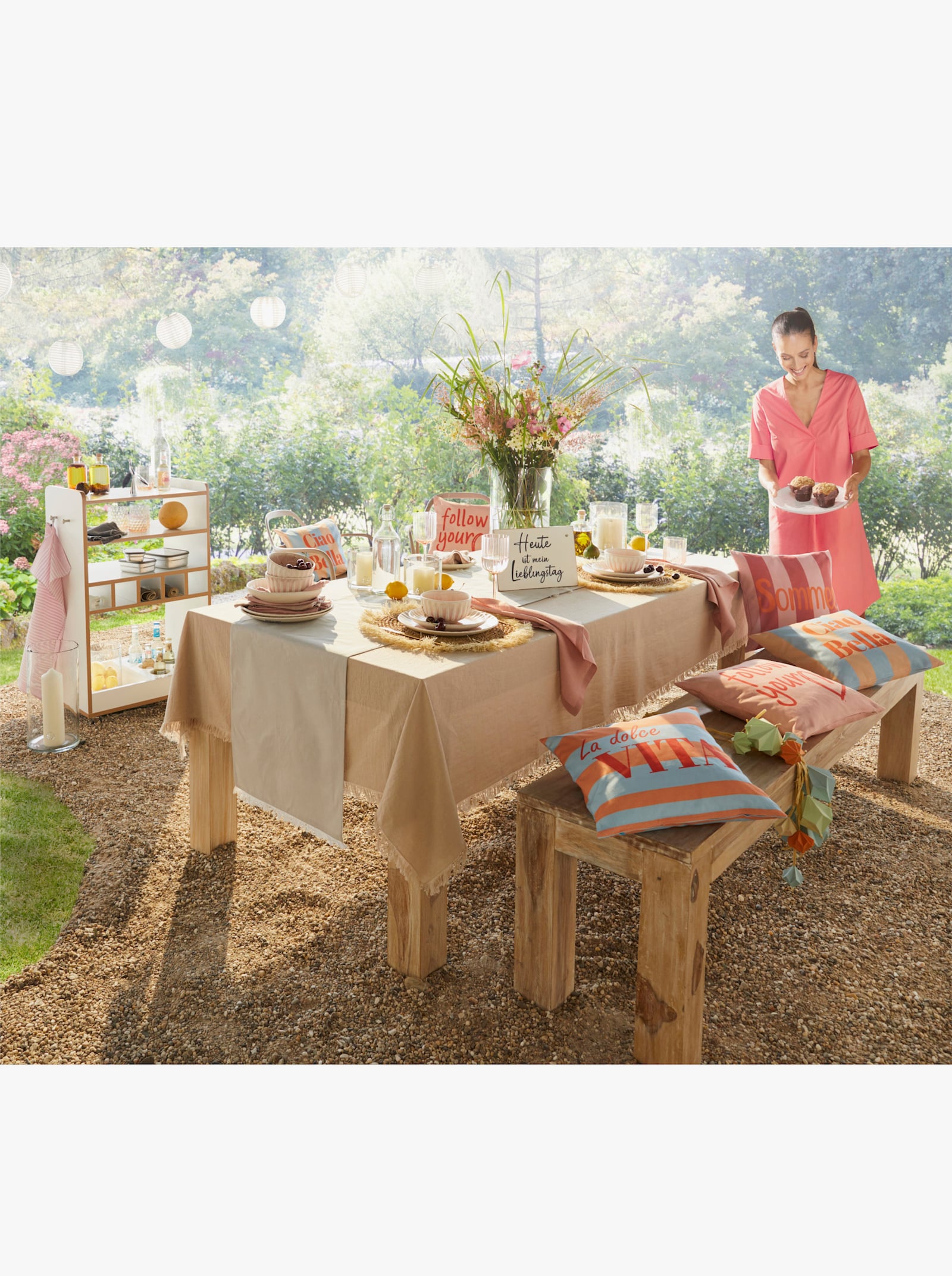 heine home Kussenovertrek - lichtblauw geprint