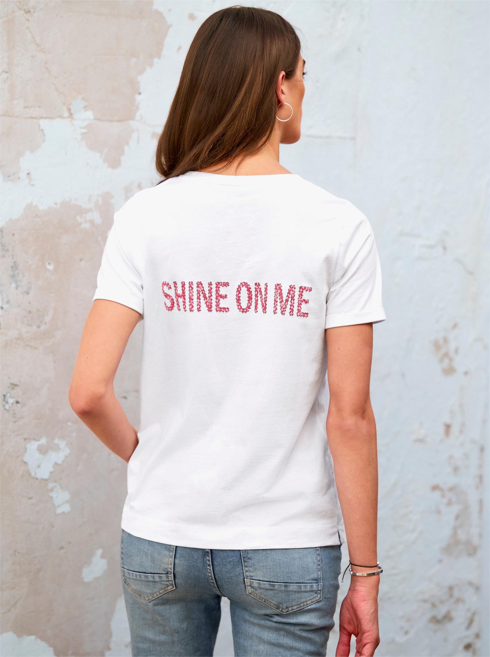heine T-Shirt mit Schriftzug - weiß