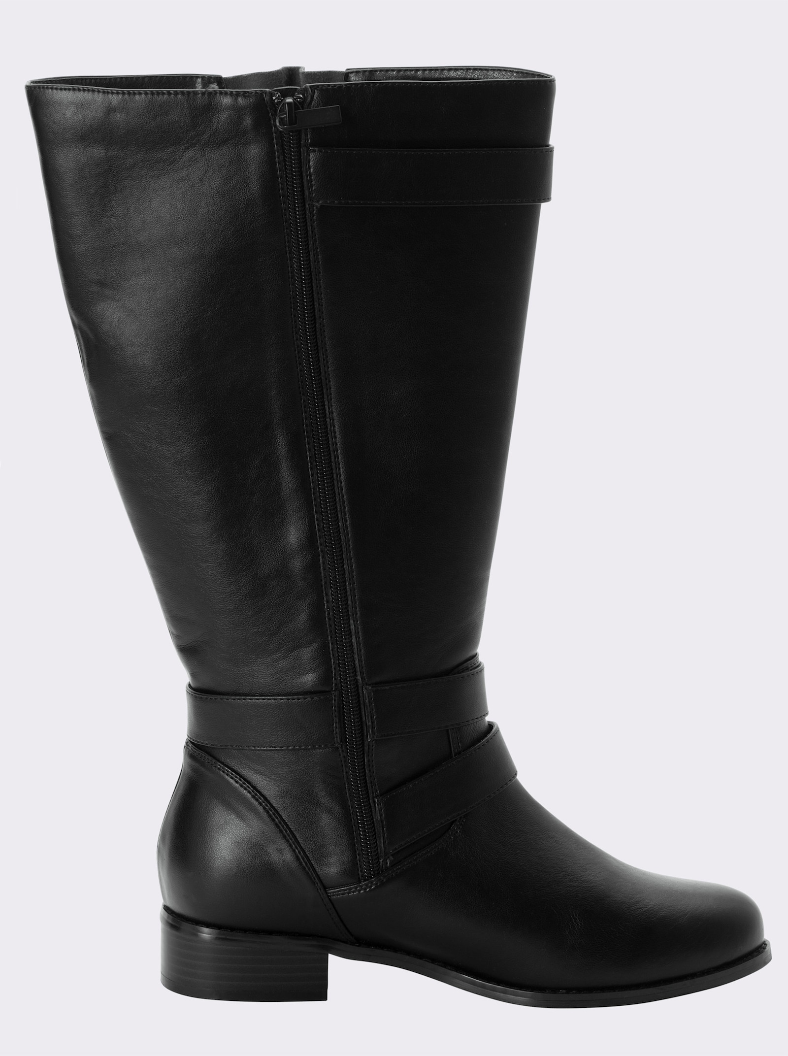 sheego Weitschaftstiefel mit Schnallenbändern - schwarz