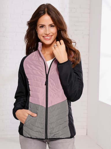 Outdoorjacke mit Einsatz aus Sandwich-Stepp - schwarz-mauve