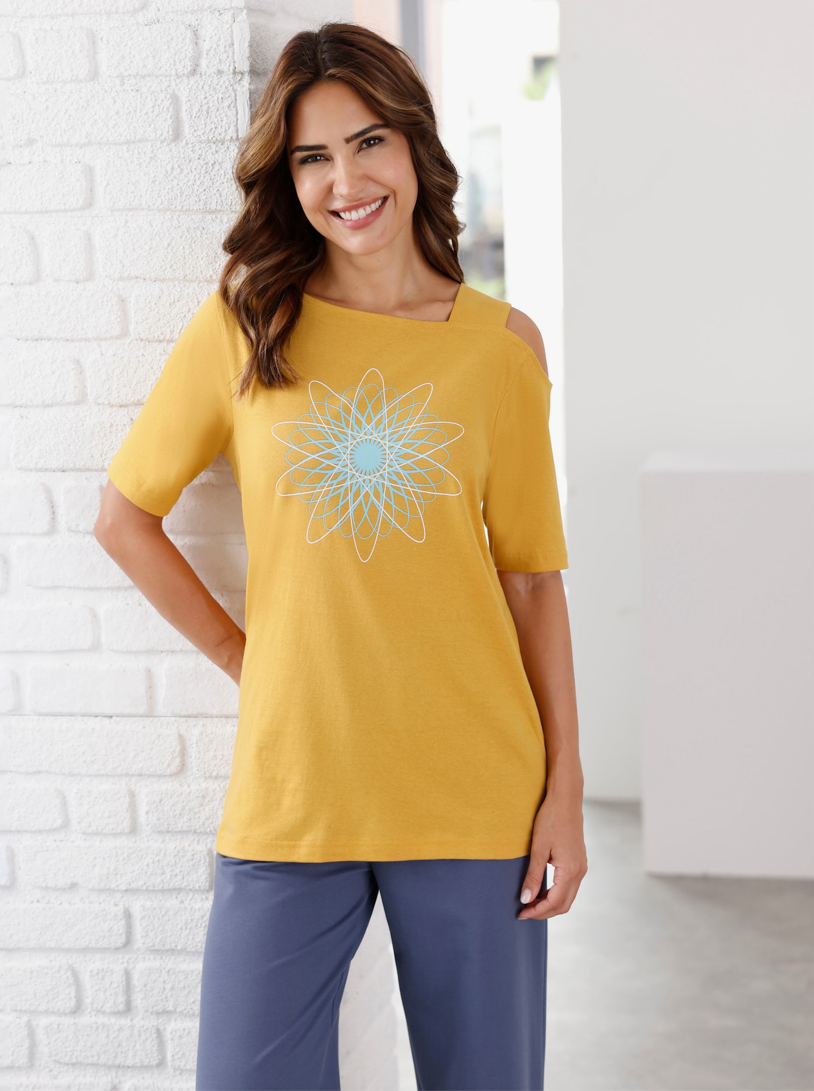 Šport. tričko s graf. potlačou - okrová