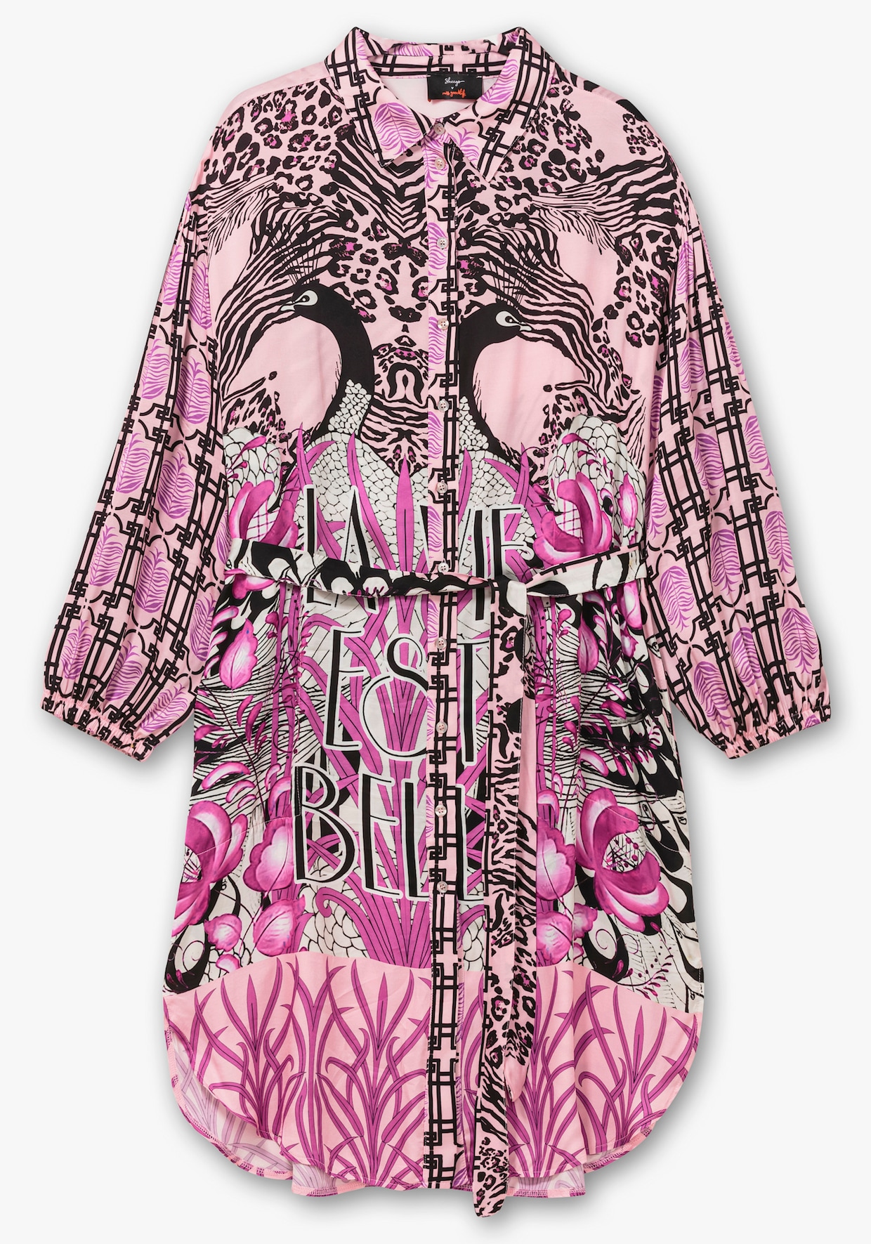 sheego loves miss goodlife Longbluse - pink gemustert