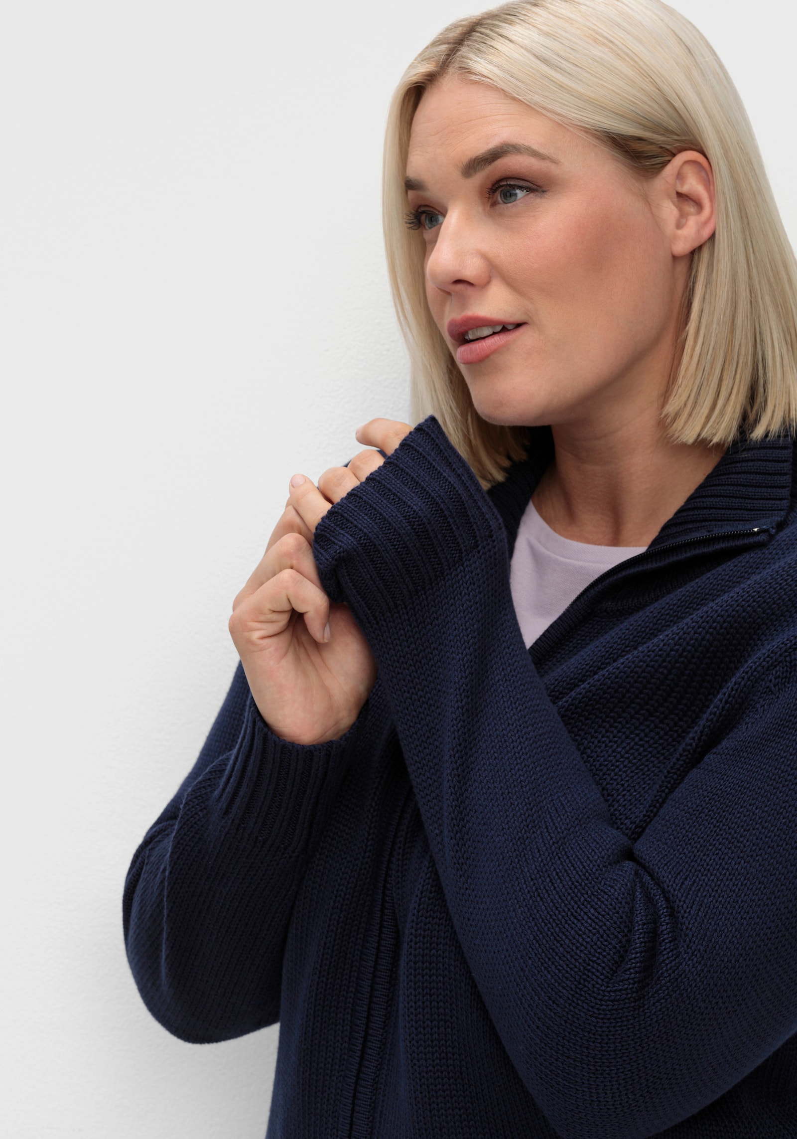 Strickjacke mit 2-Wege-Reißverschluss - marine