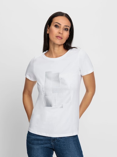 heine Kurzarmshirt mit Rundhals-Ausschnitt - weiß