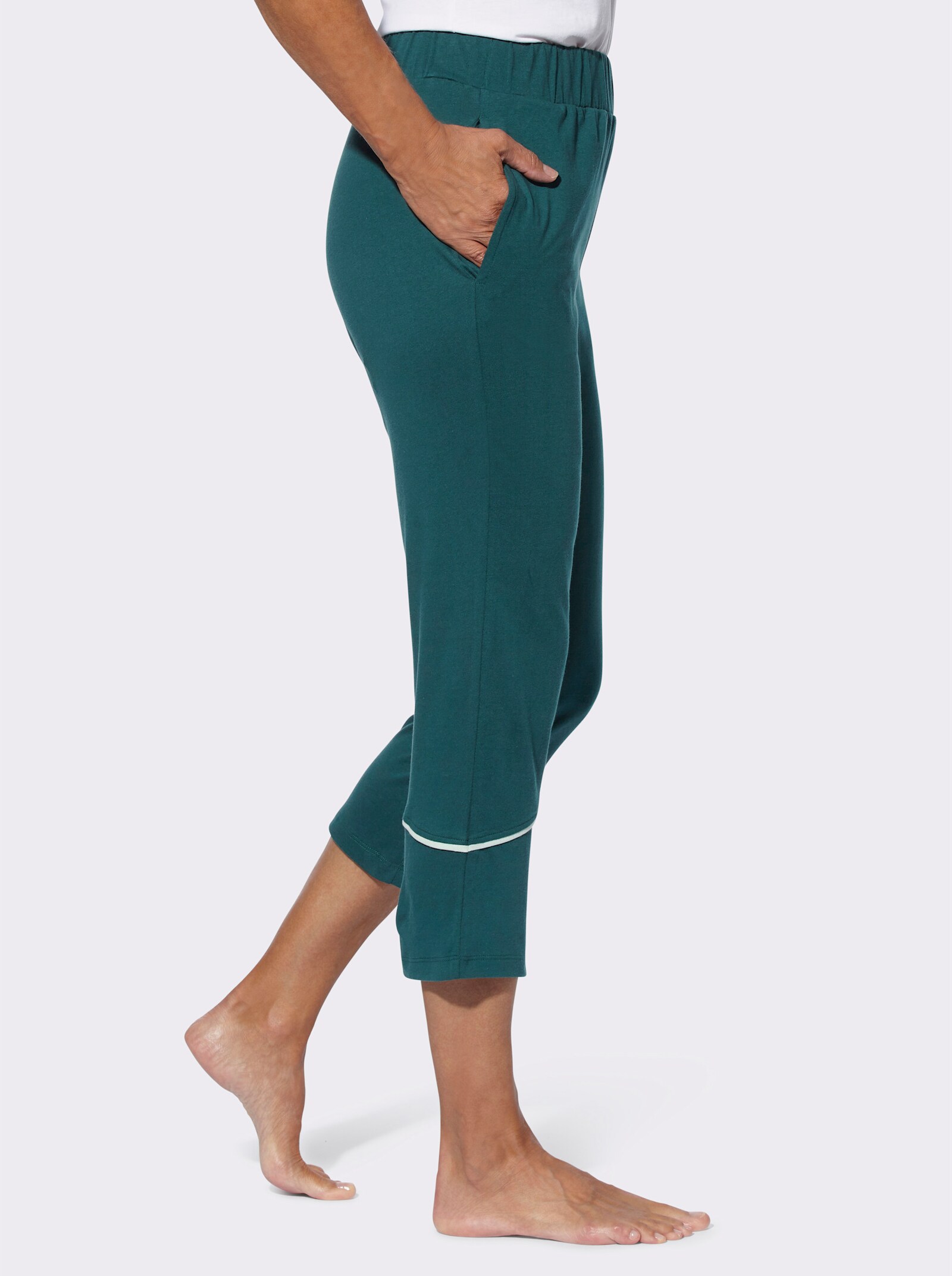 7/8-broek met gladde comfortband rondom - petrol