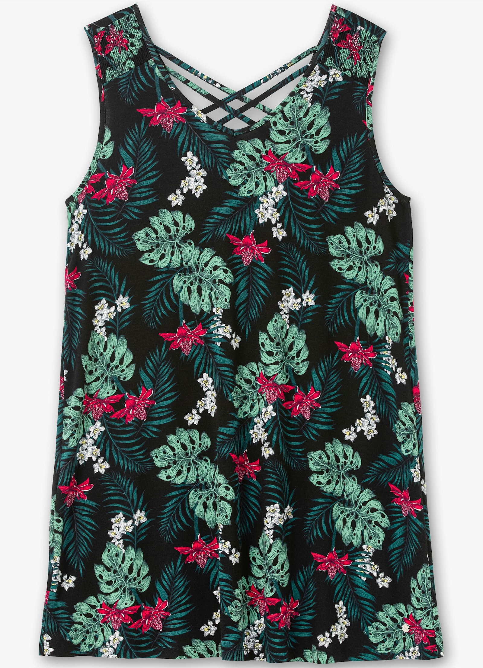 sheego Shirt und Leggings im Set - schwarz-gemustert