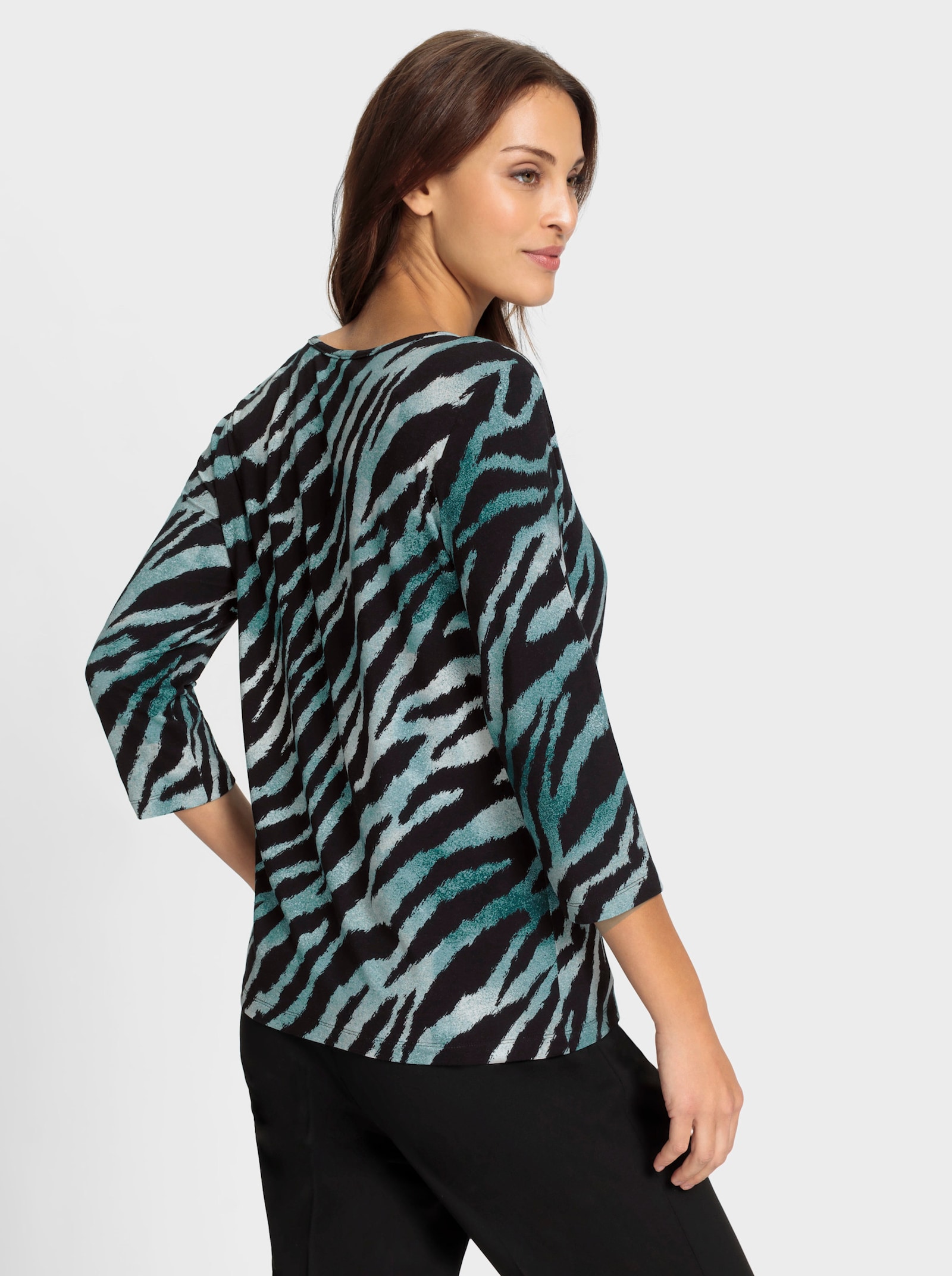 Tričko, zvieracia potlač - Čierno-petrolejová potlač