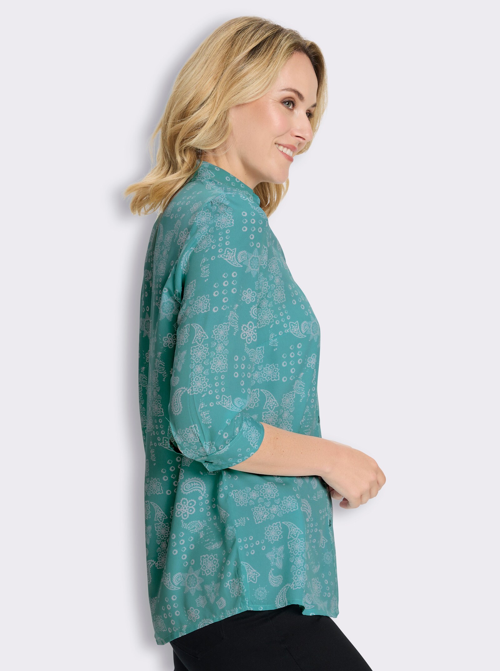 Longbluse mit Paisley-Print - ozean-weiß-bedruckt