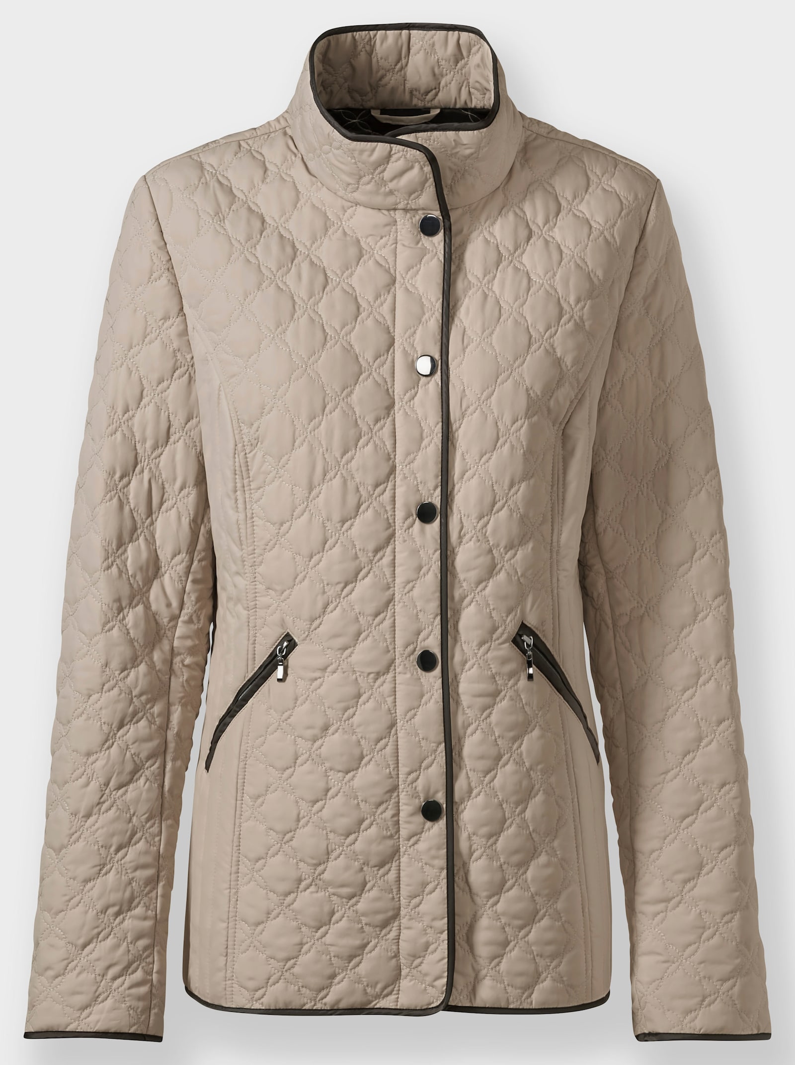 Steppjacke mit kontrastfarbenen Paspeln - beige