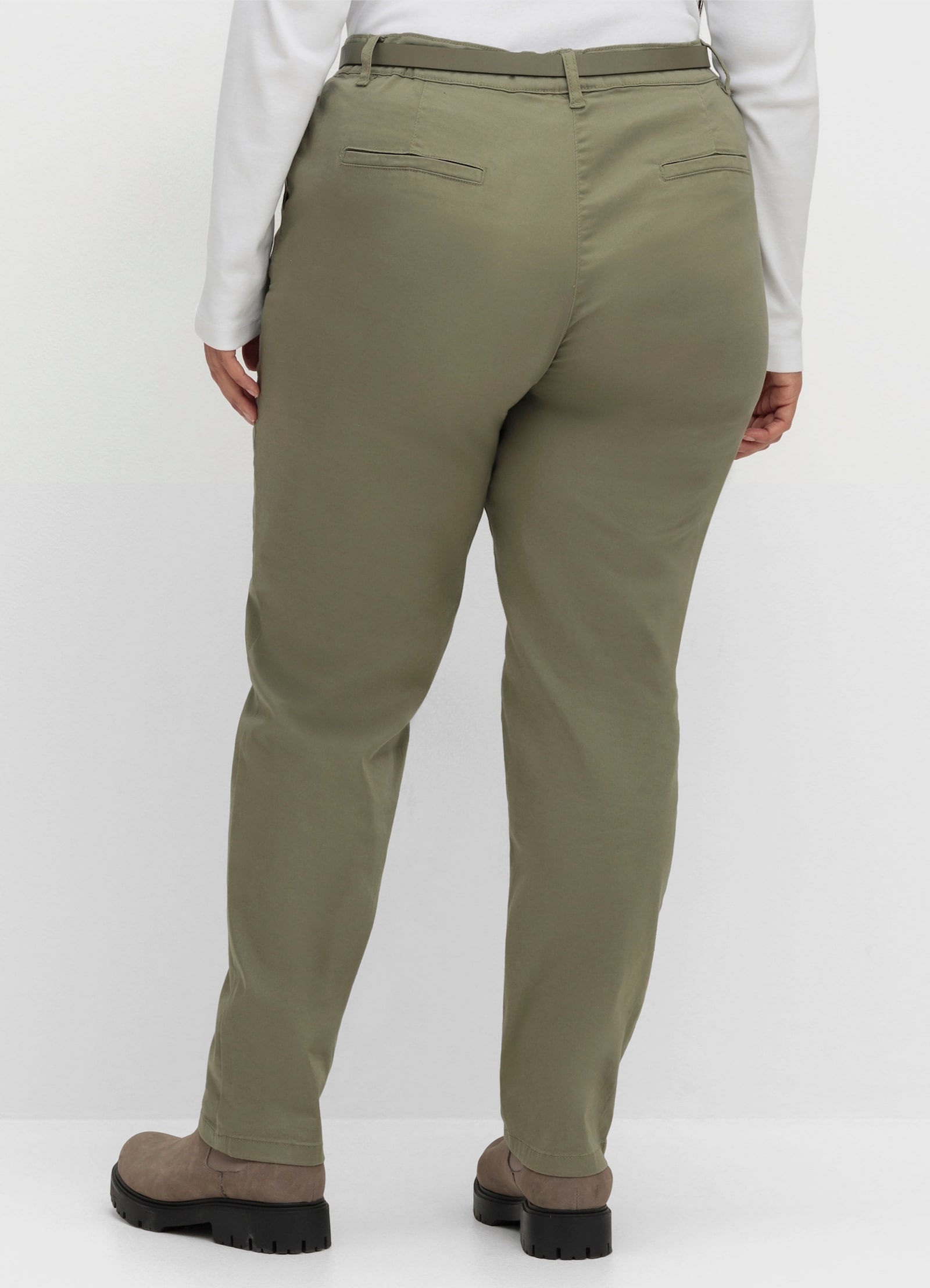 Chinohose inklusive Gürtel - khaki
