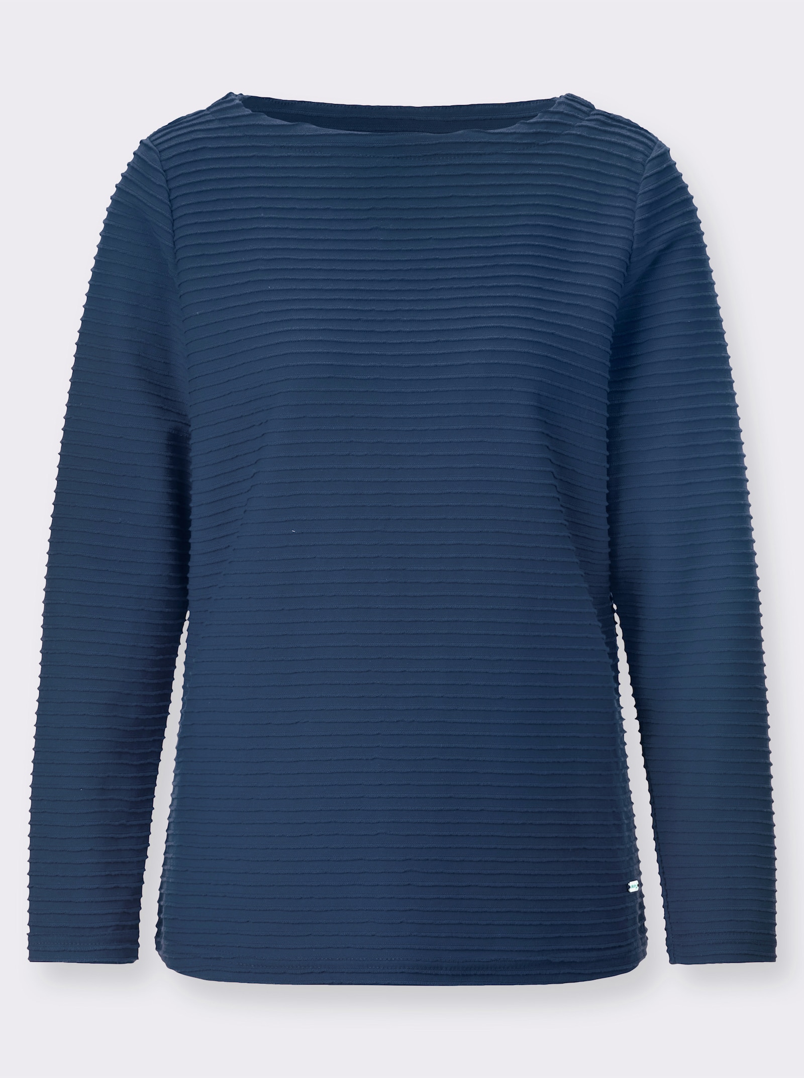Langarmshirt mit U-Boot-Ausschnitt - jeansblau