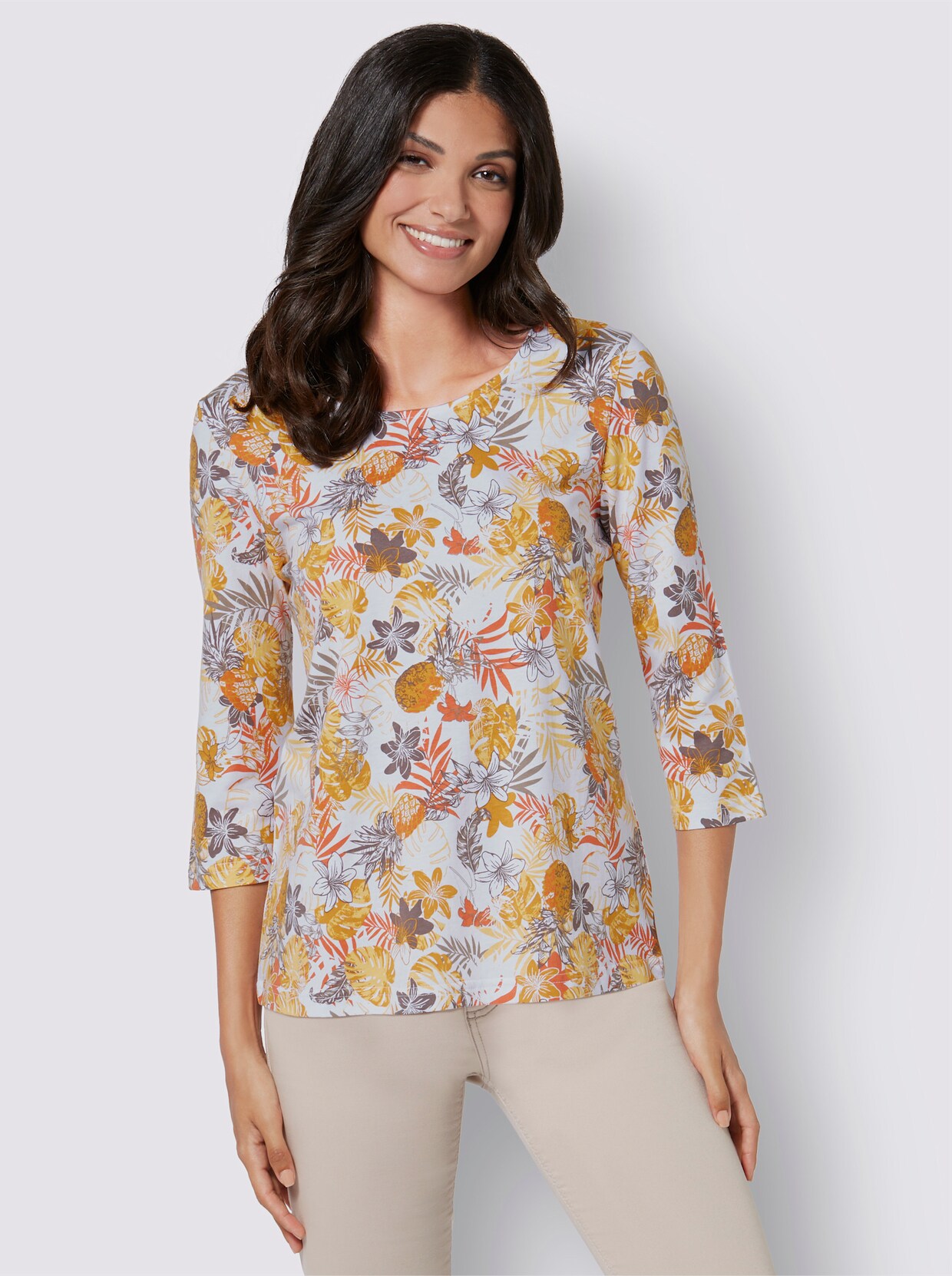 Print-Shirt - ocker-bedruckt