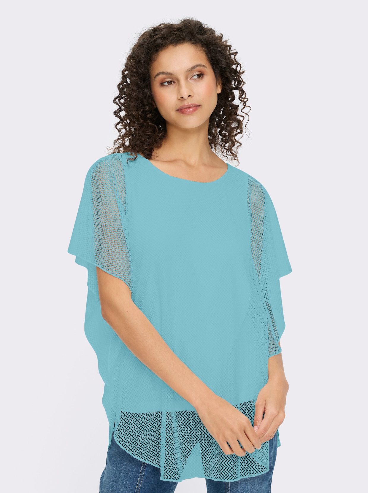 heine Kurzarmshirt im Poncho-Stil - aquamarin