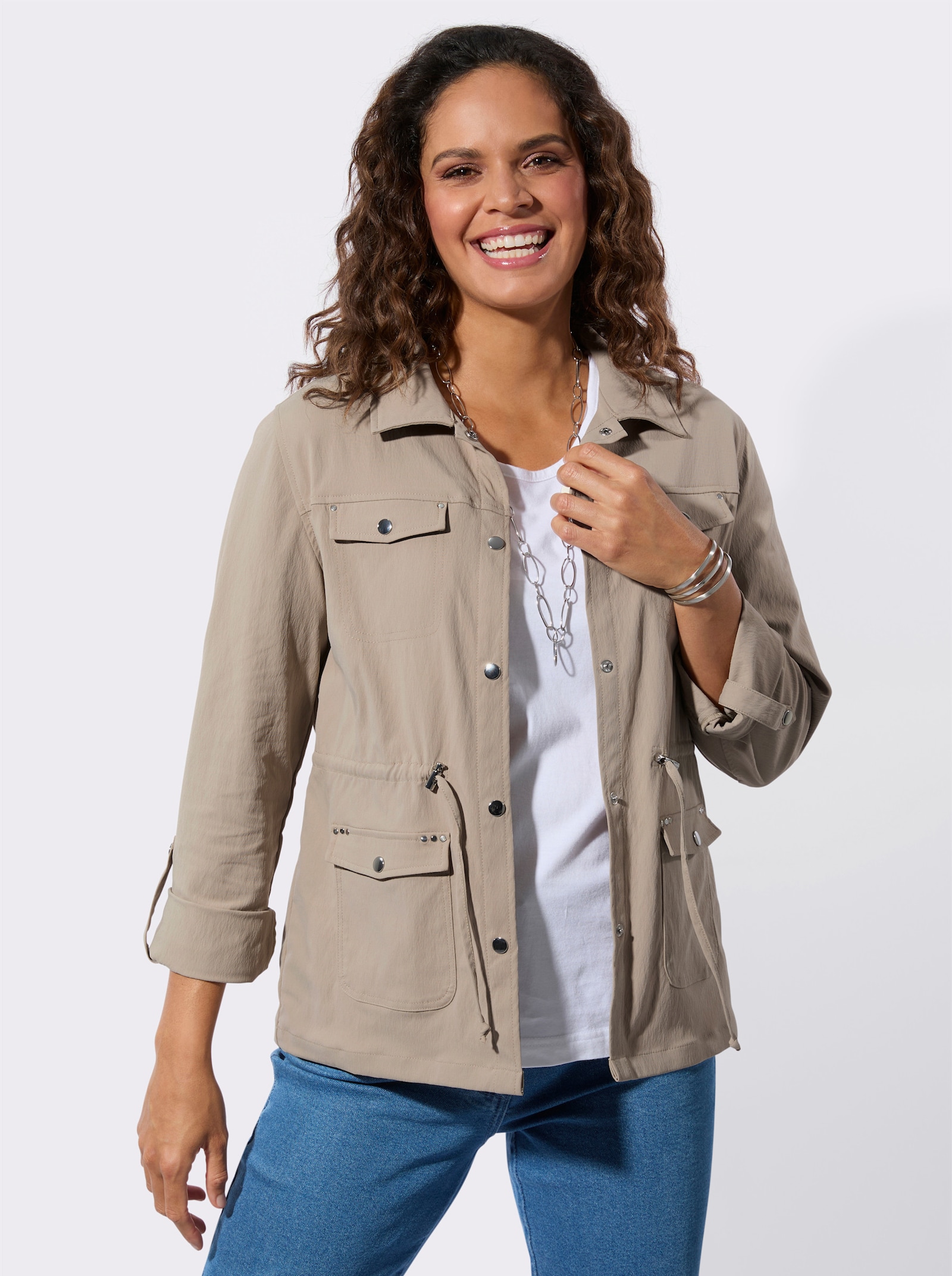 Blusenblazer mit Tunnelzug in der Taille - sesam