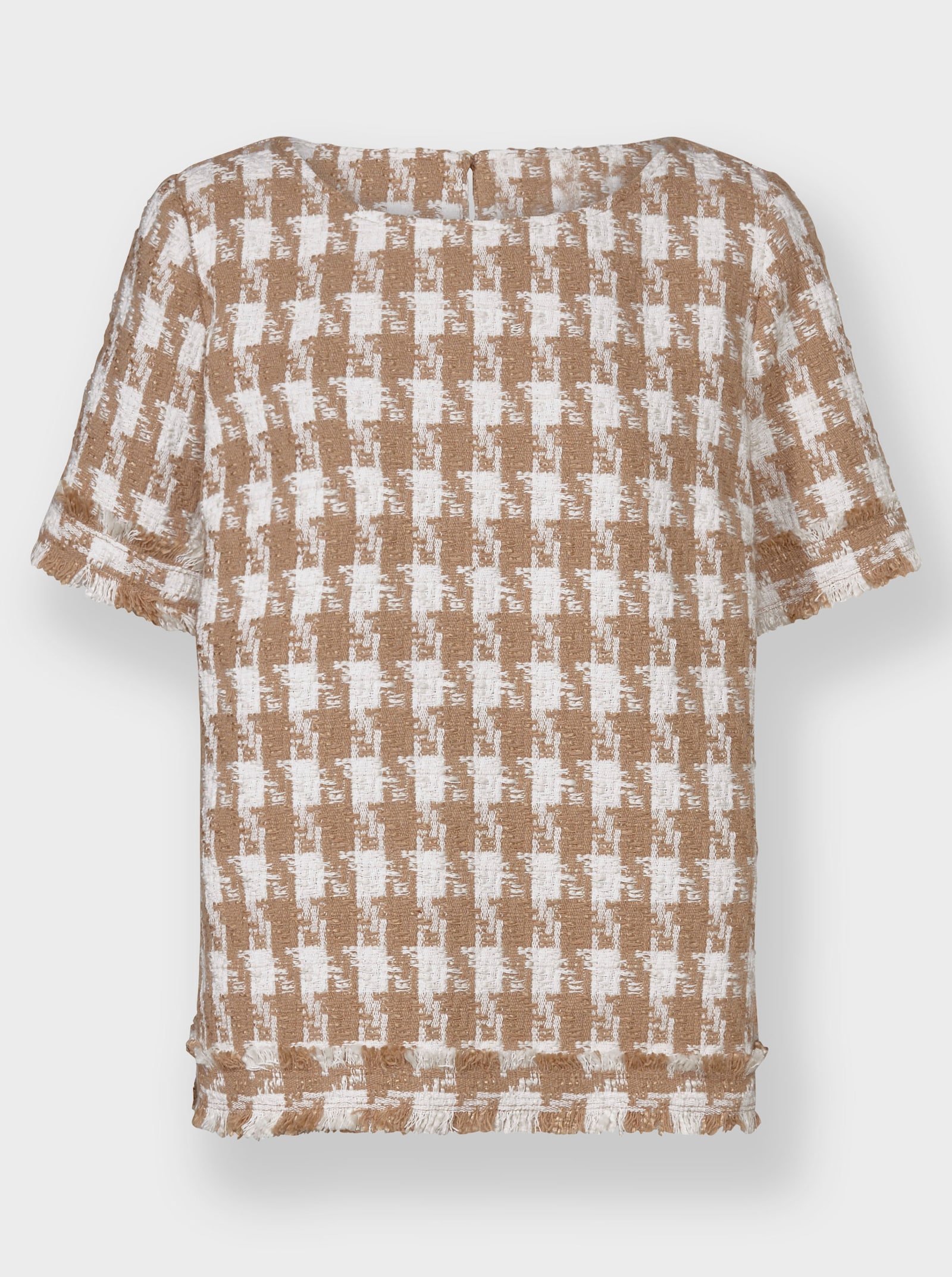 heine Blouse met korte mouwen en pepitapatroon - ecru/camel/pepita