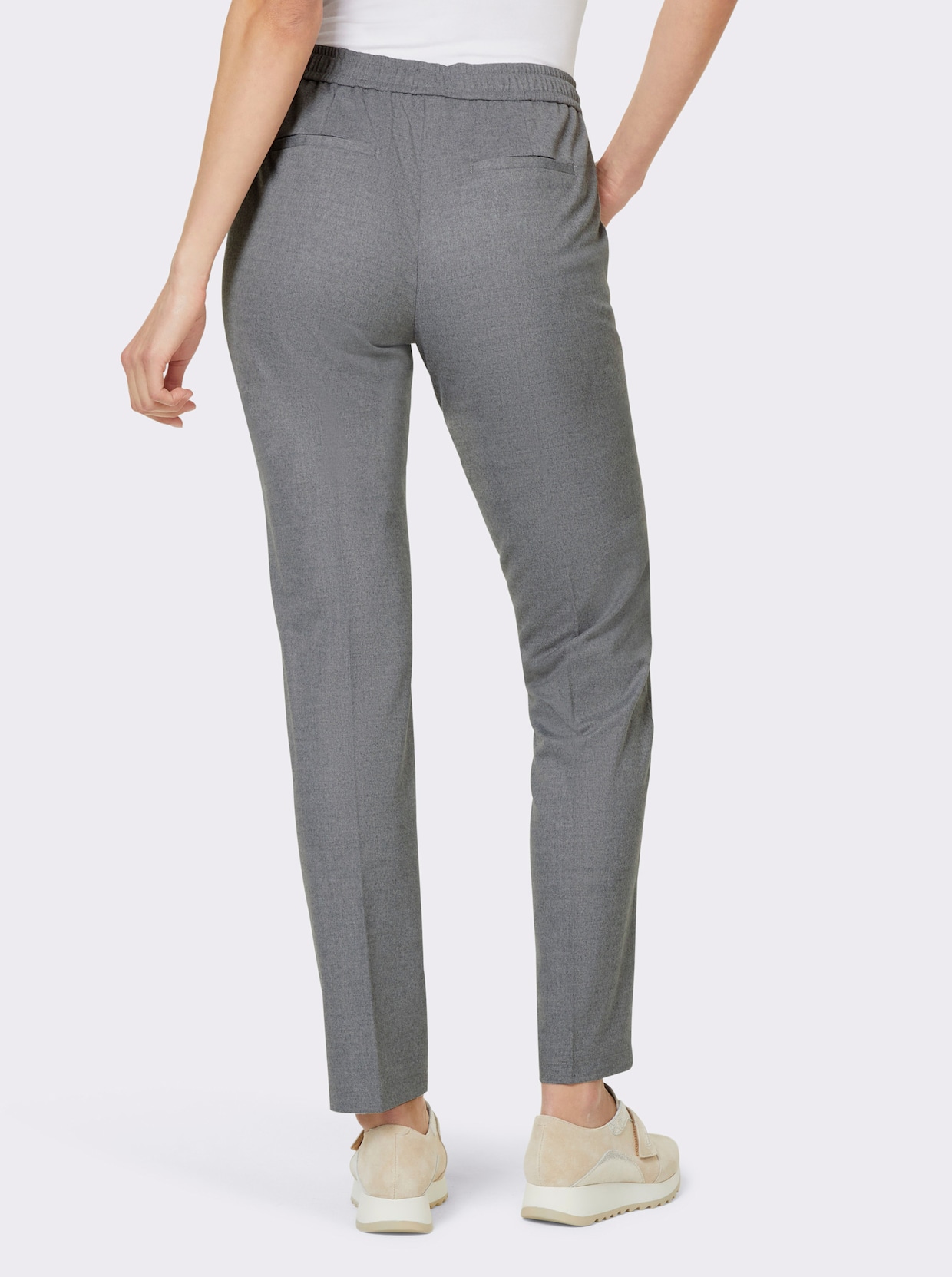 heine Broek met persplooien - steengrijs/gemêleerd